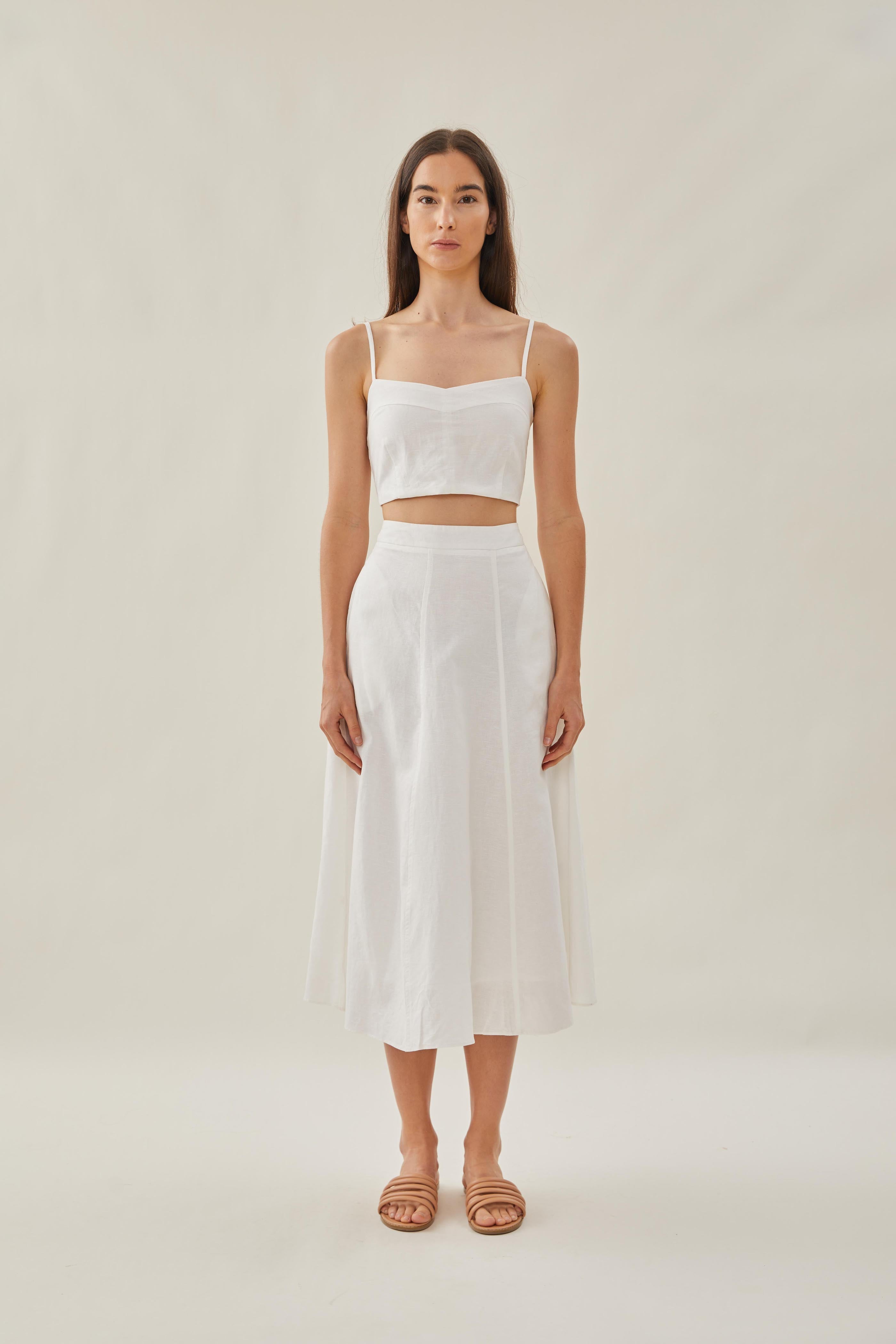 Bustier Cropped Tank in White