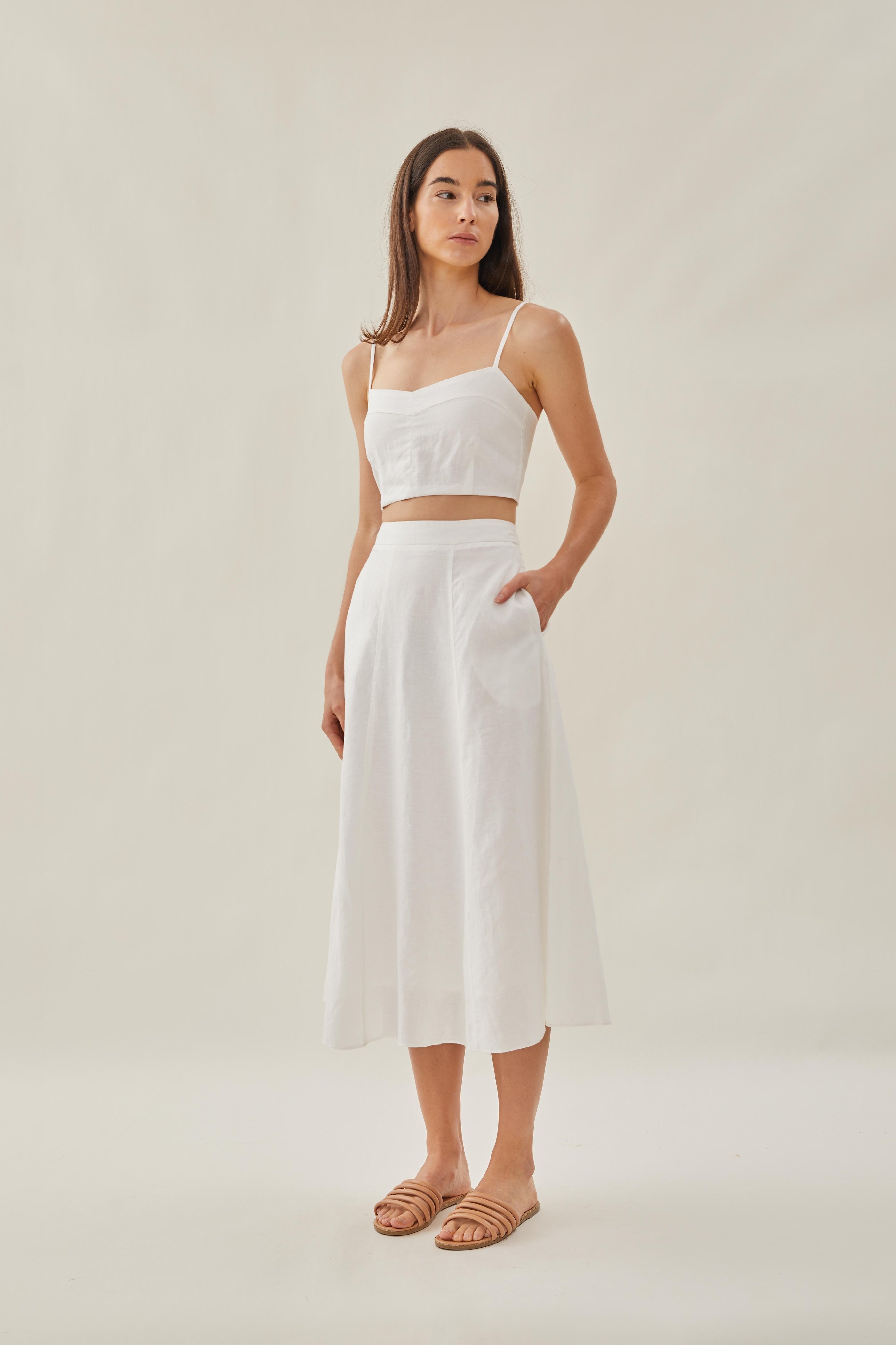 Bustier Cropped Tank in White