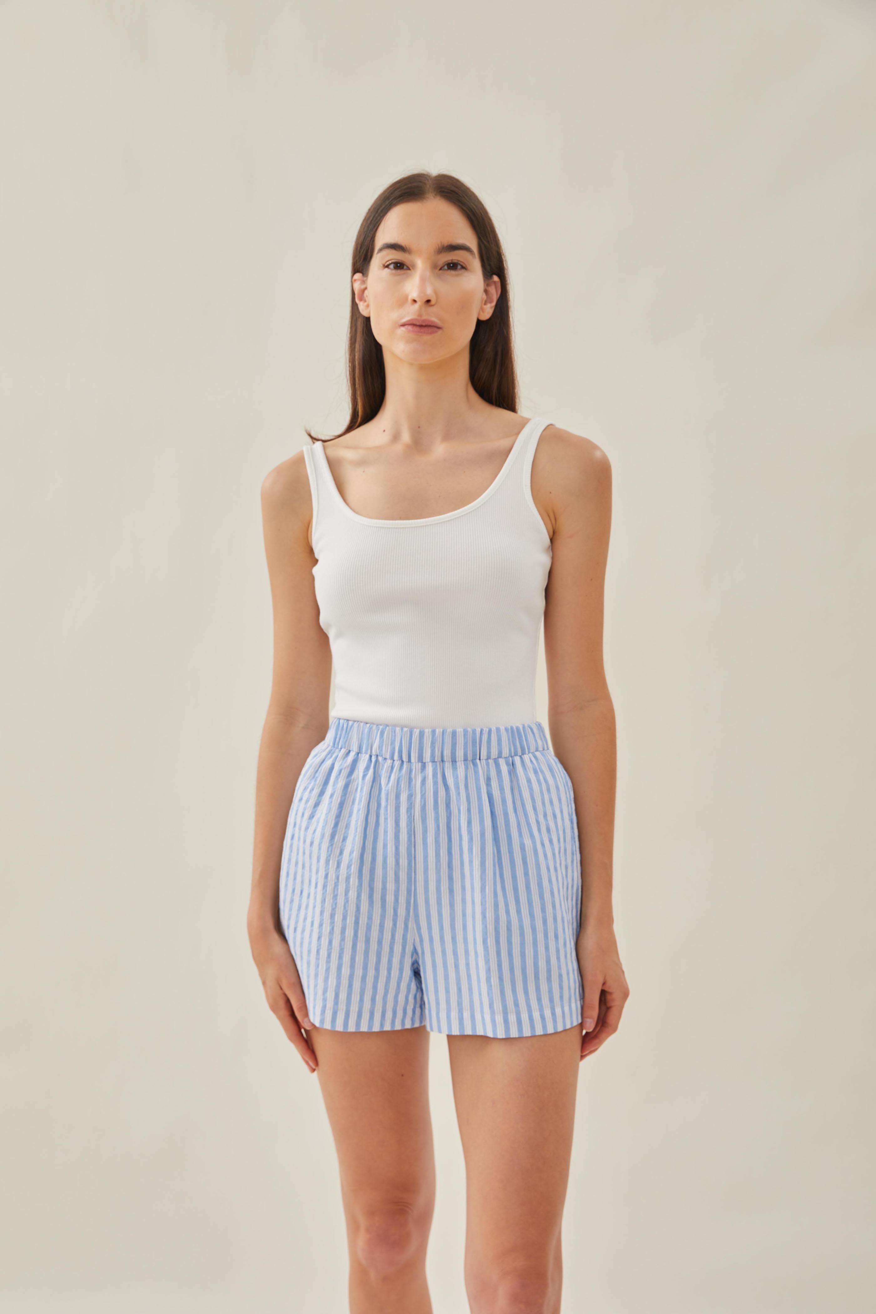 Relaxed Shorts in Stripe Blue