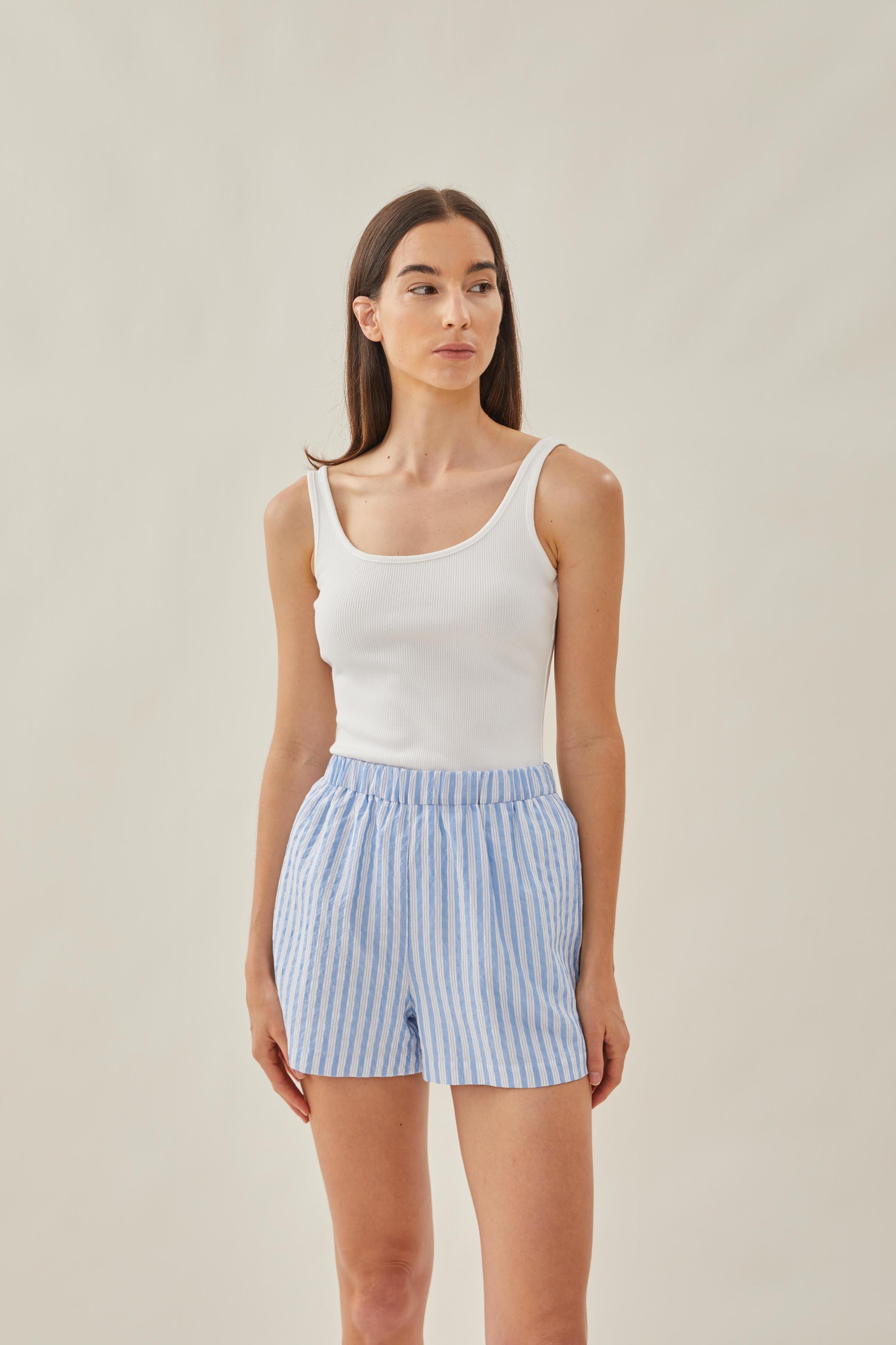 Relaxed Shorts in Stripe Blue