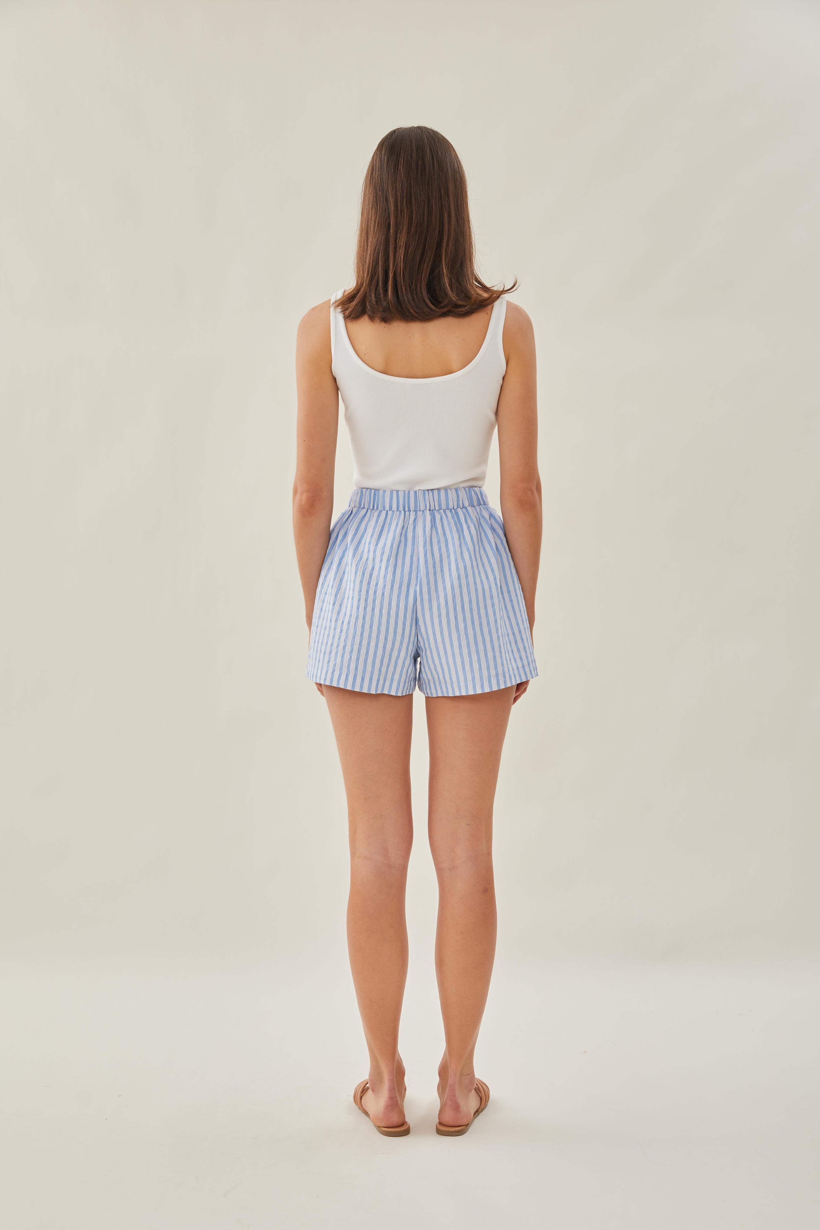 Relaxed Shorts in Stripe Blue