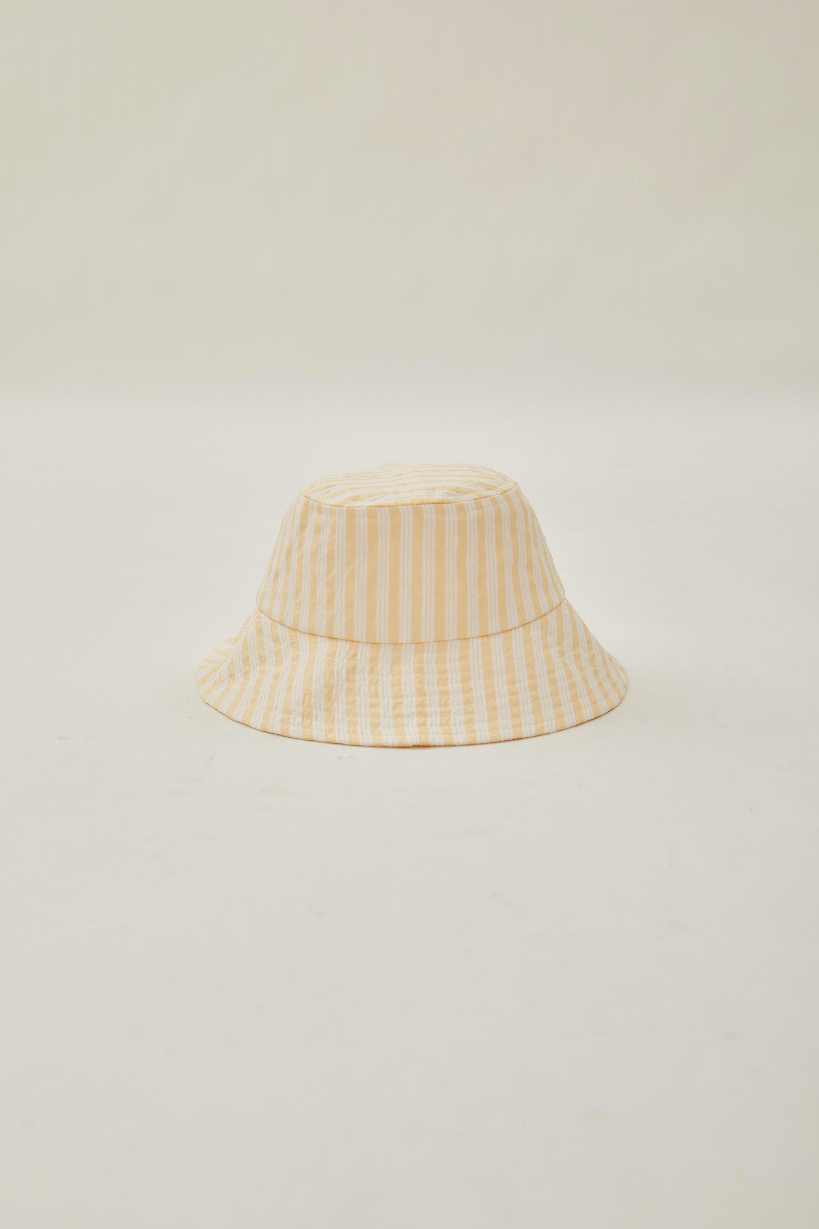 Bucket Hat in Stripe Yellow