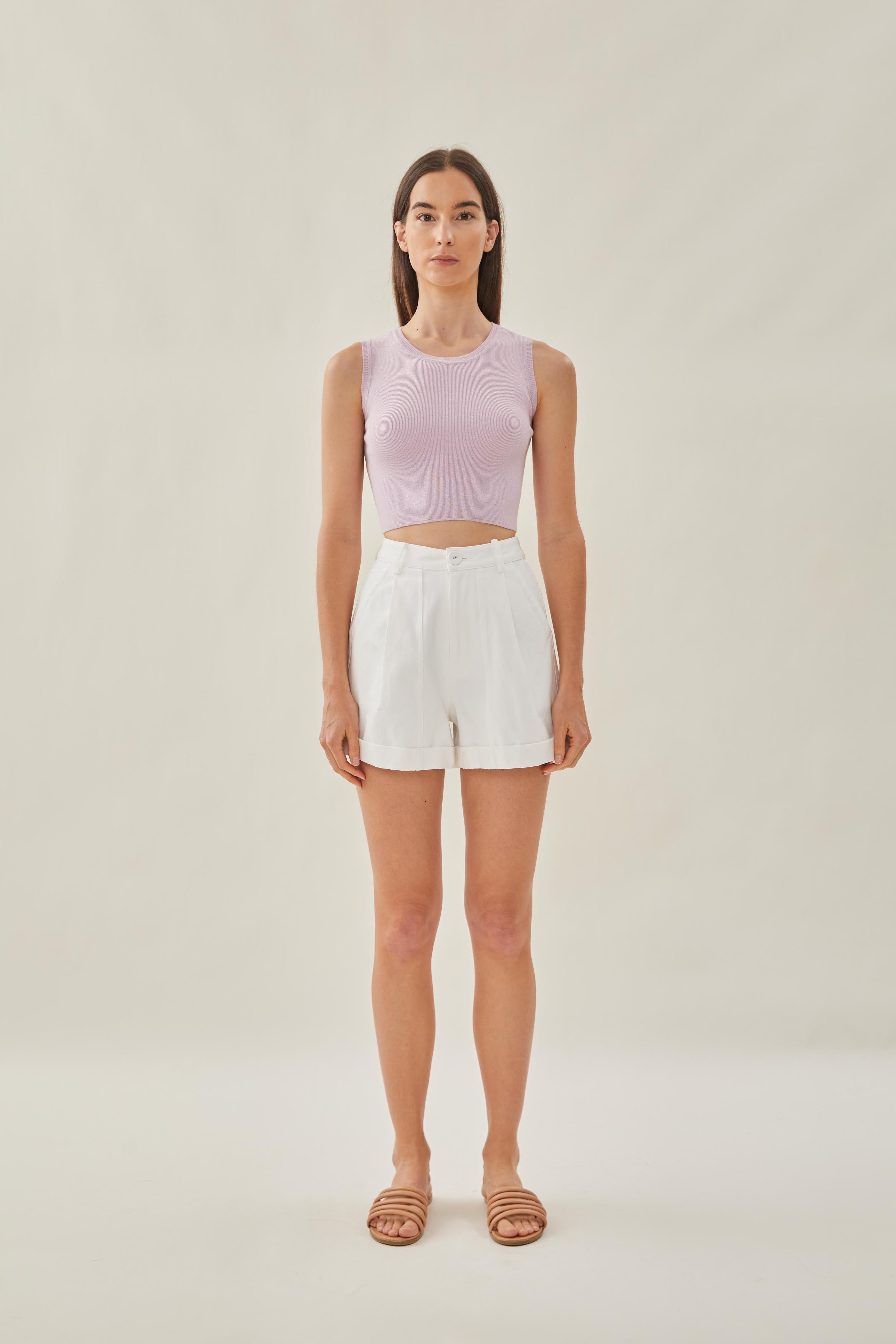 Sleeveless Knit Cropped Tank in Orchid