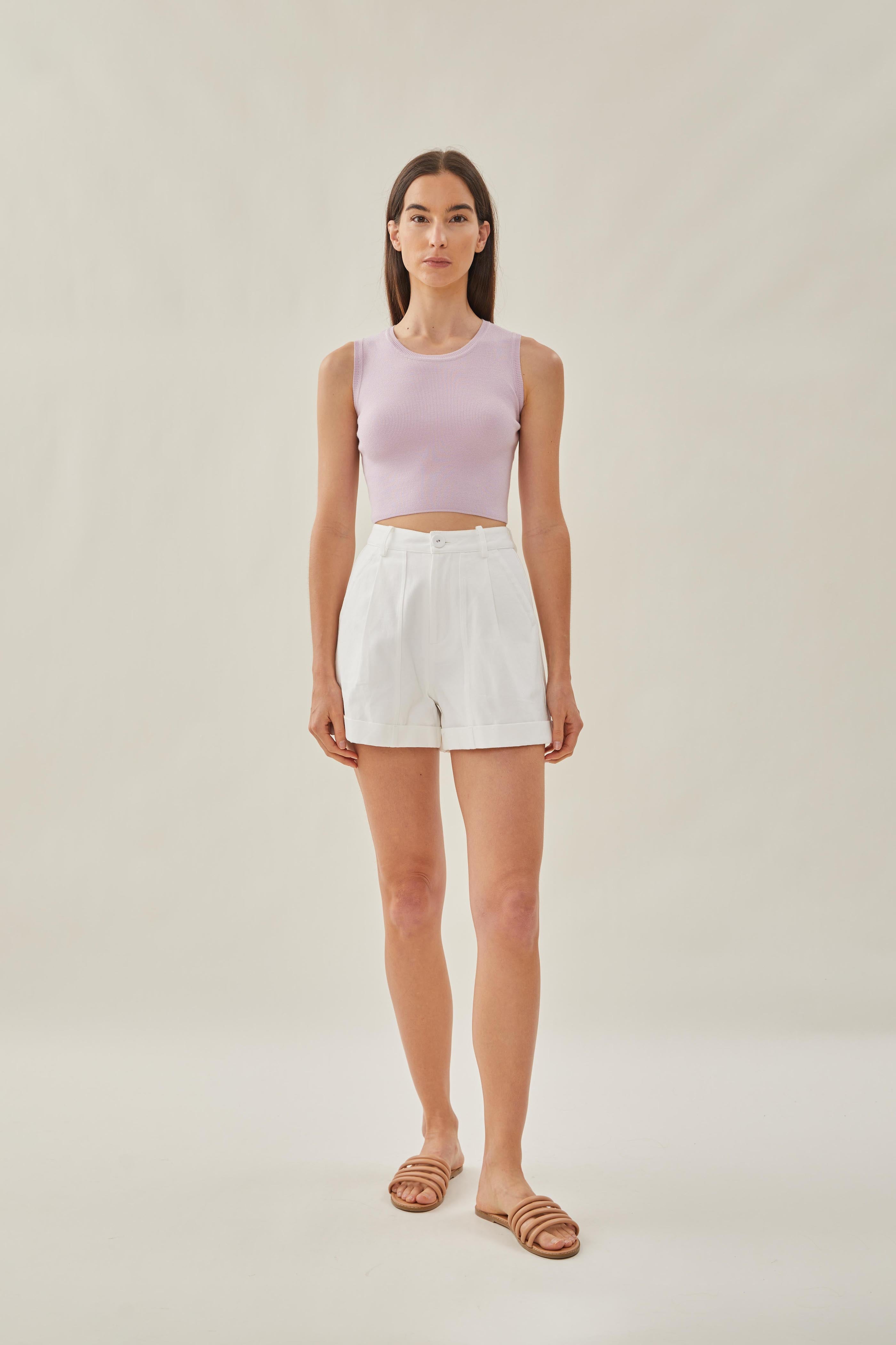 Sleeveless Knit Cropped Tank in Orchid