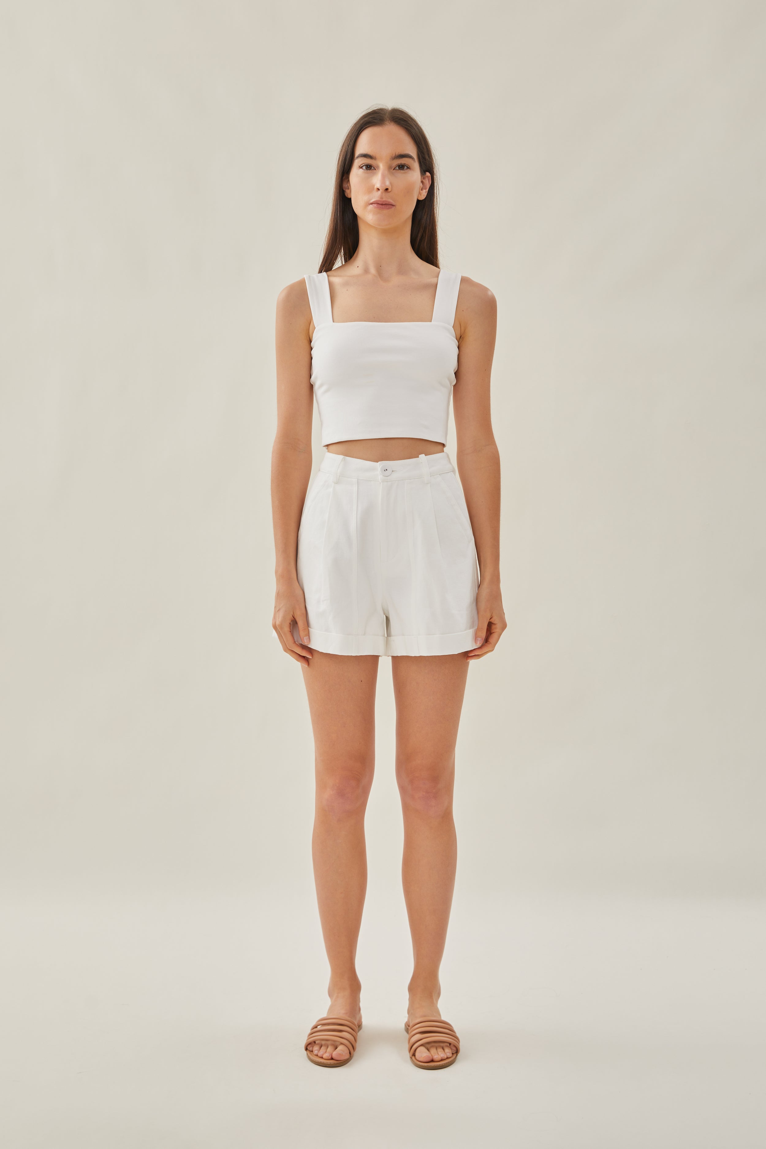 High Waisted Relaxed Shorts in White