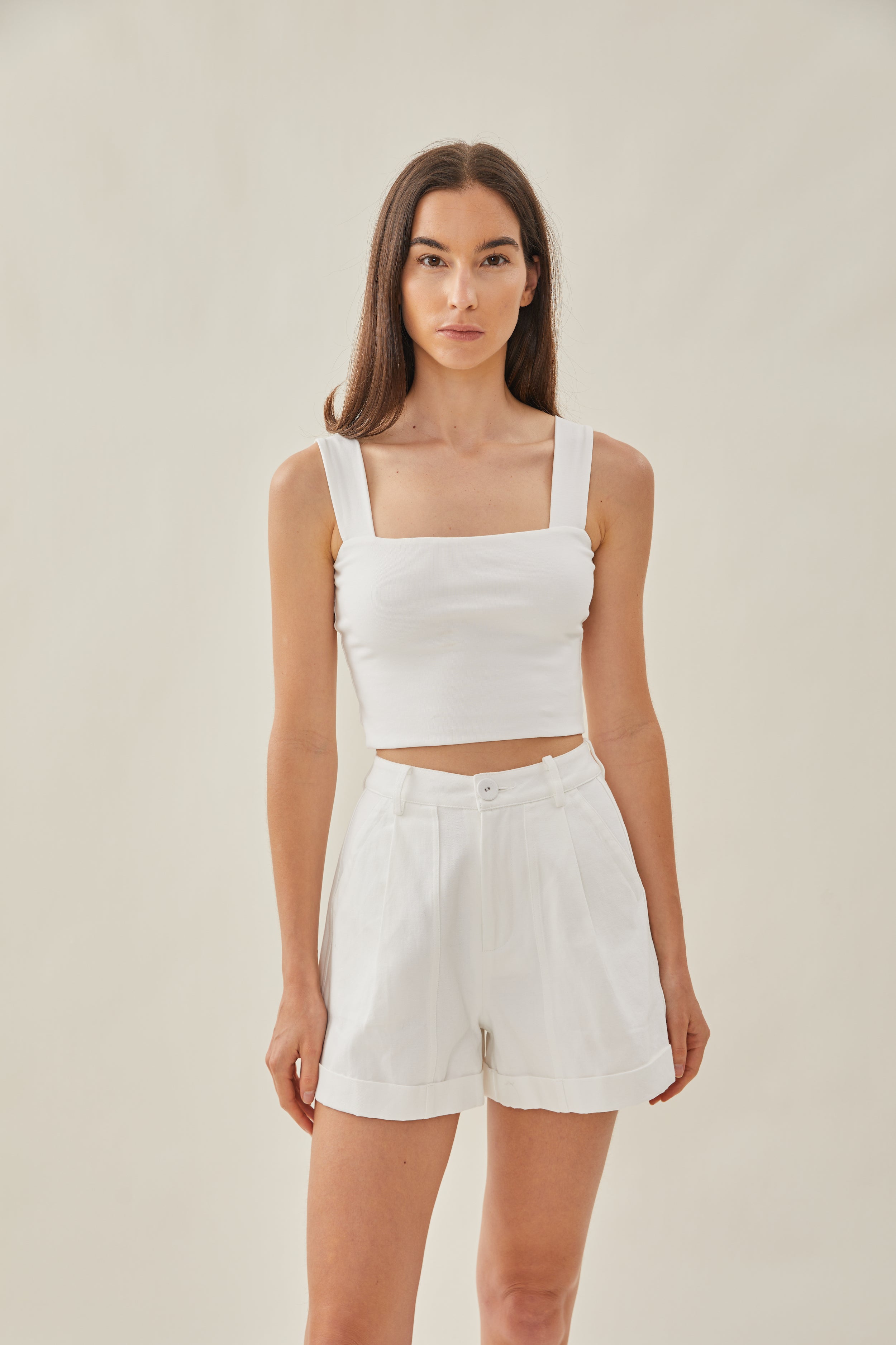 High Waisted Relaxed Shorts in White