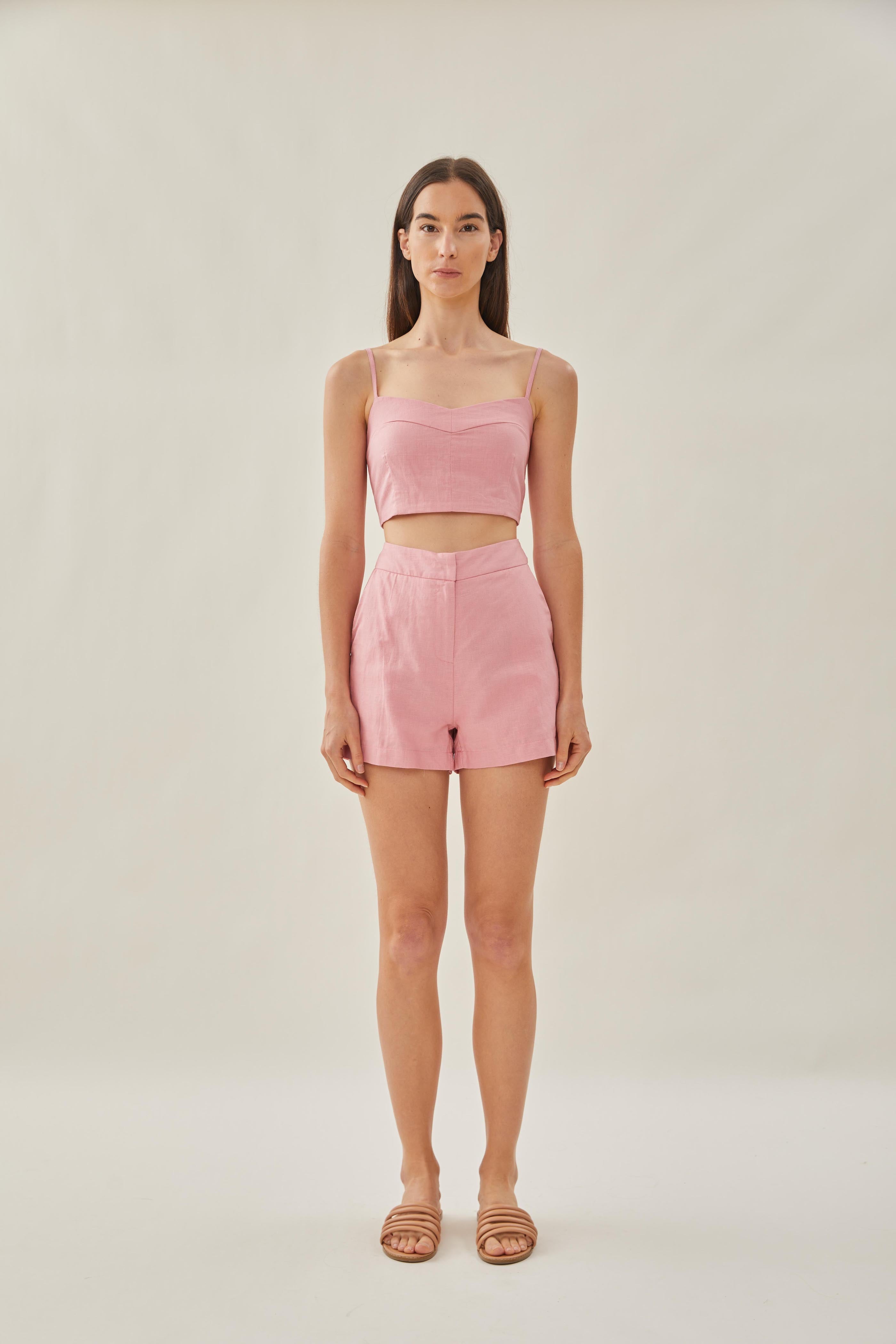 Bustier Cropped Tank in Pink