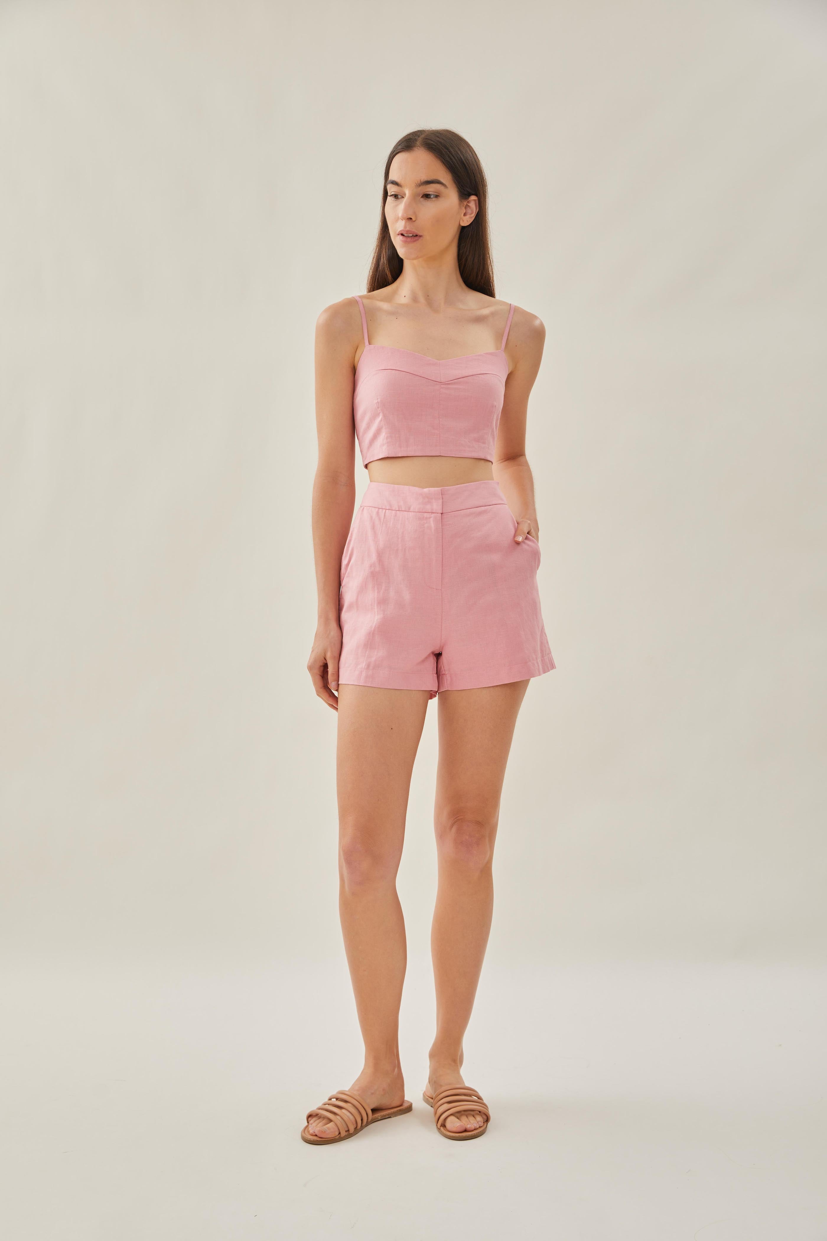 Bustier Cropped Tank in Pink