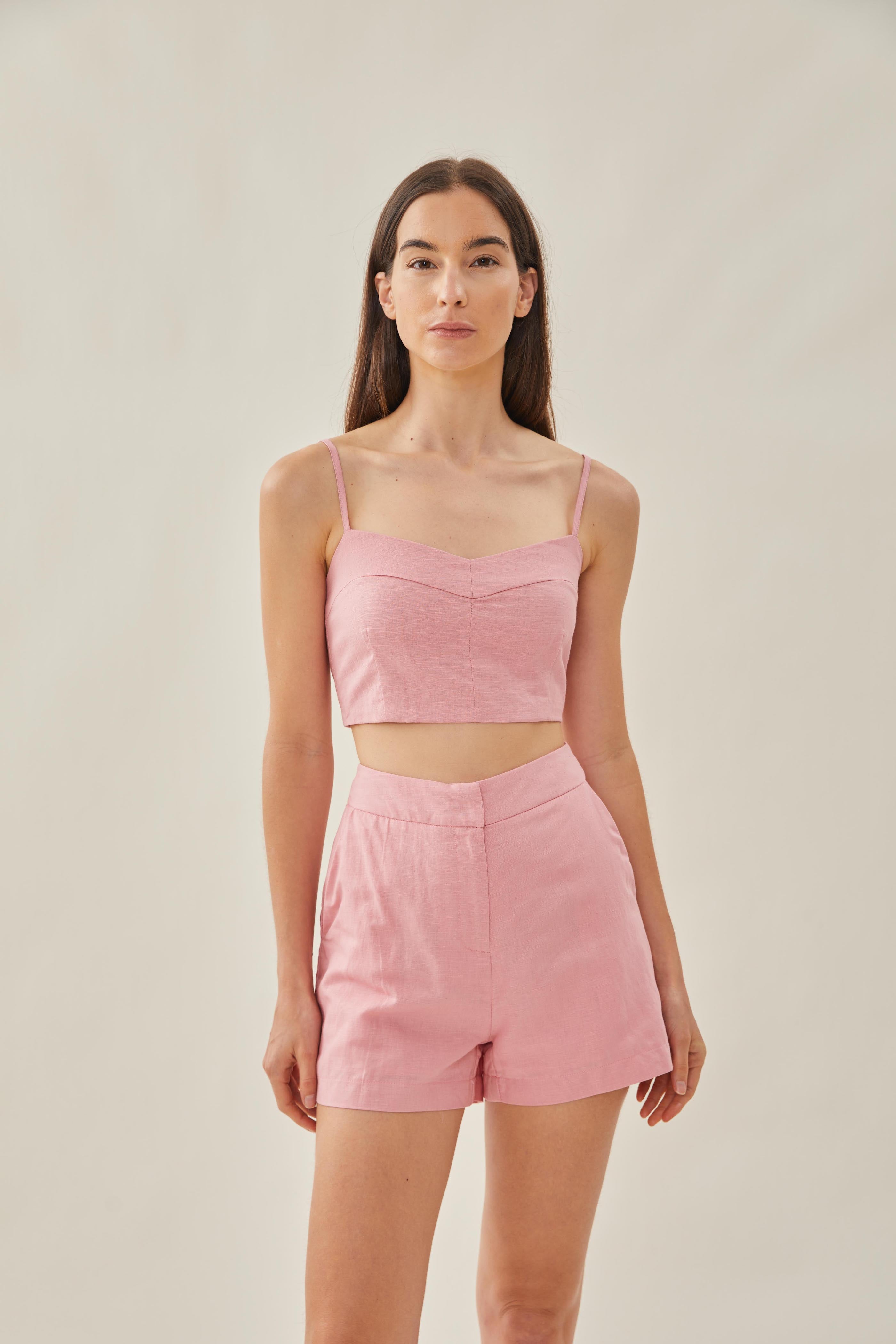 Bustier Cropped Tank in Pink