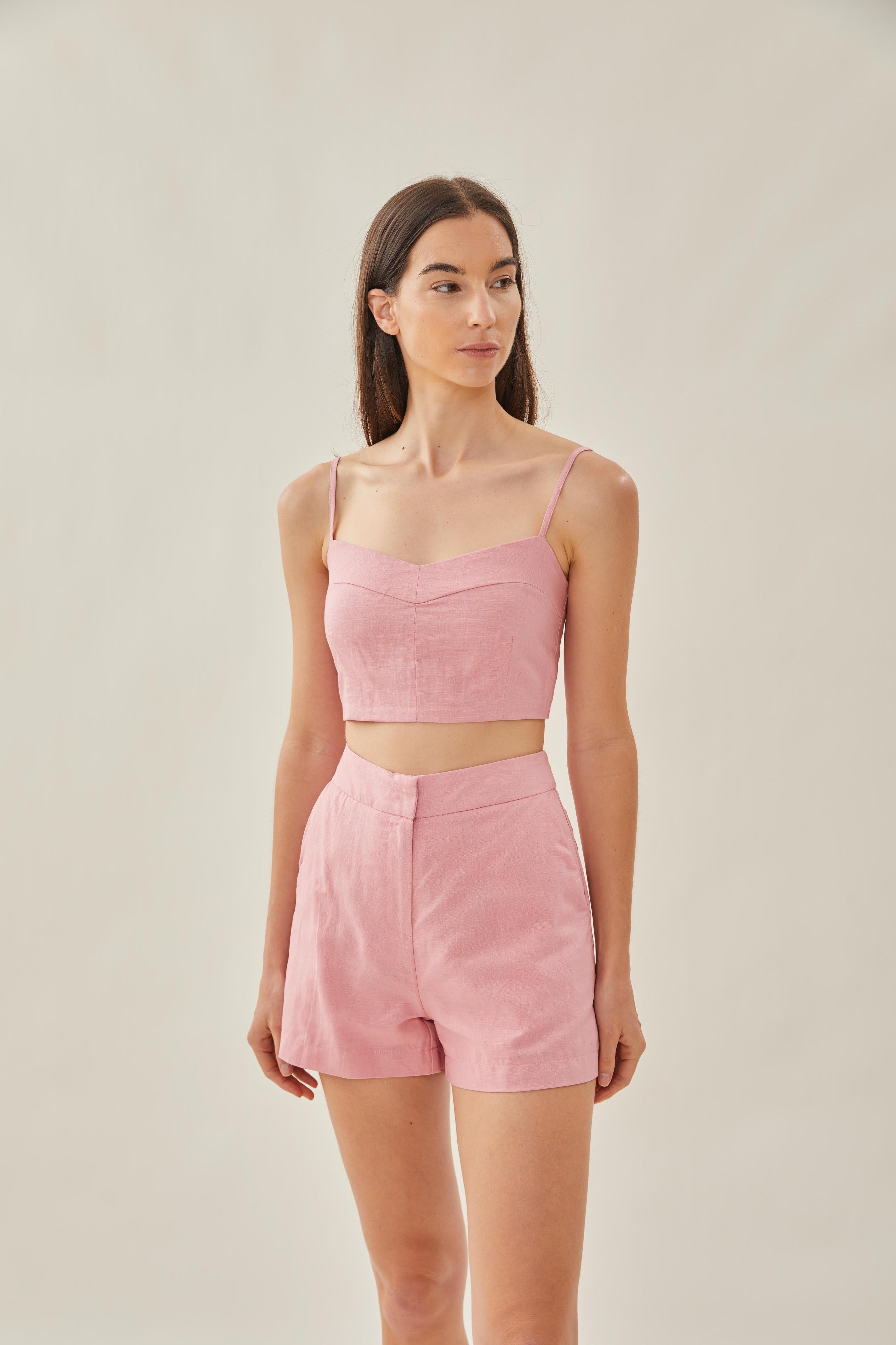 Bustier Cropped Tank in Pink