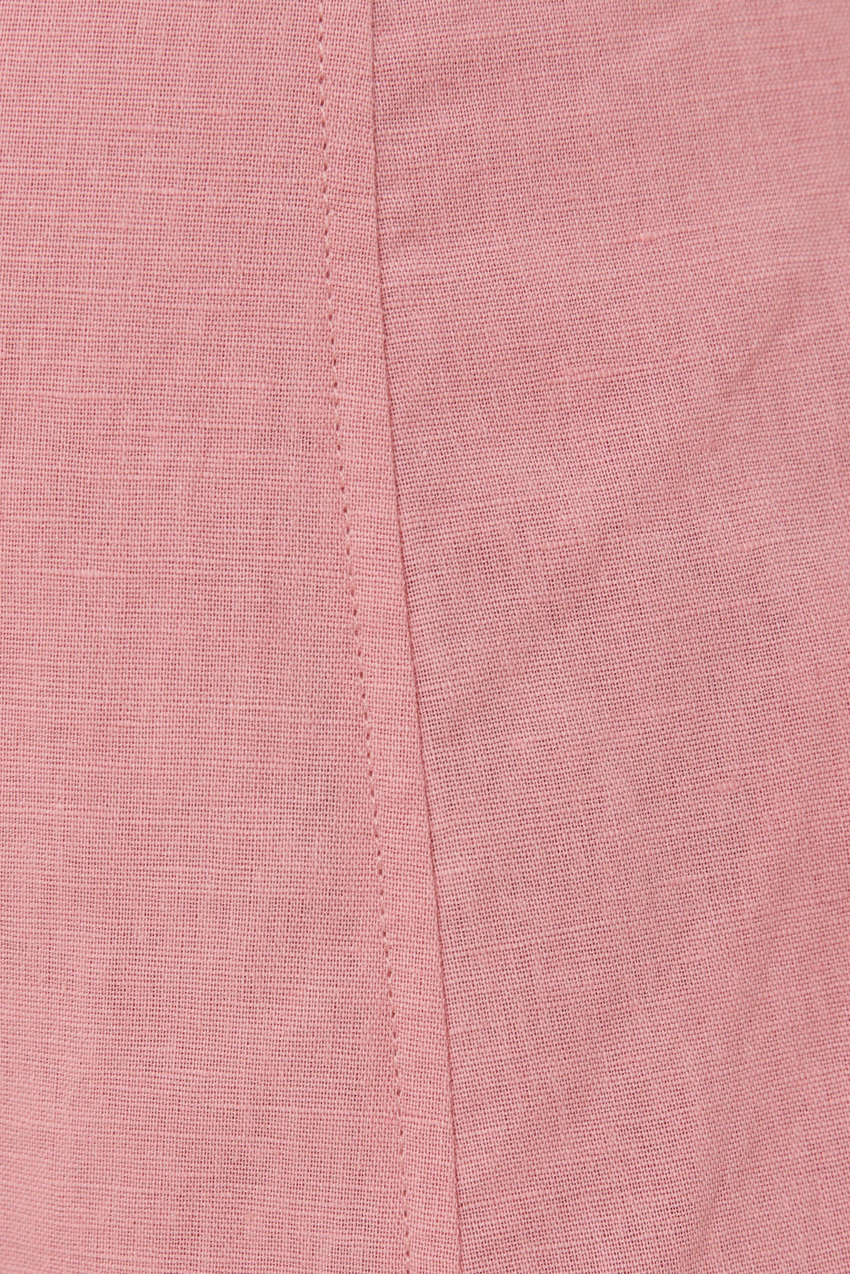 Linen Flared Midi Skirt in Pink