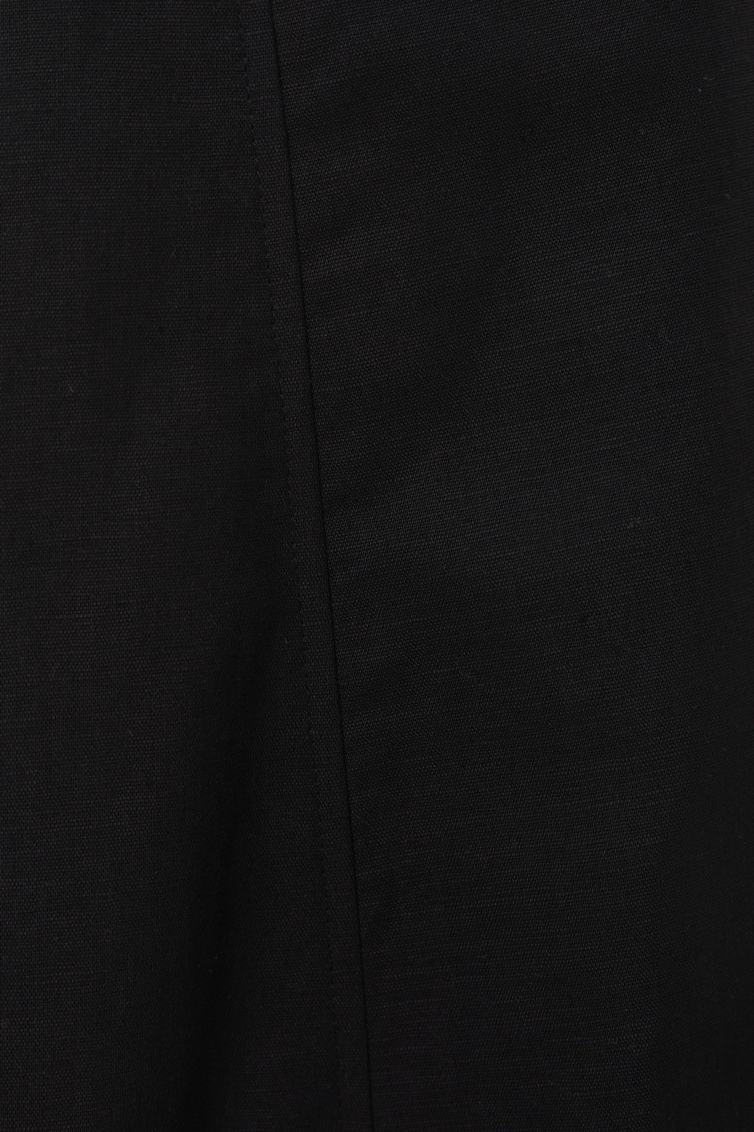 Linen Flared Midi Skirt in Black