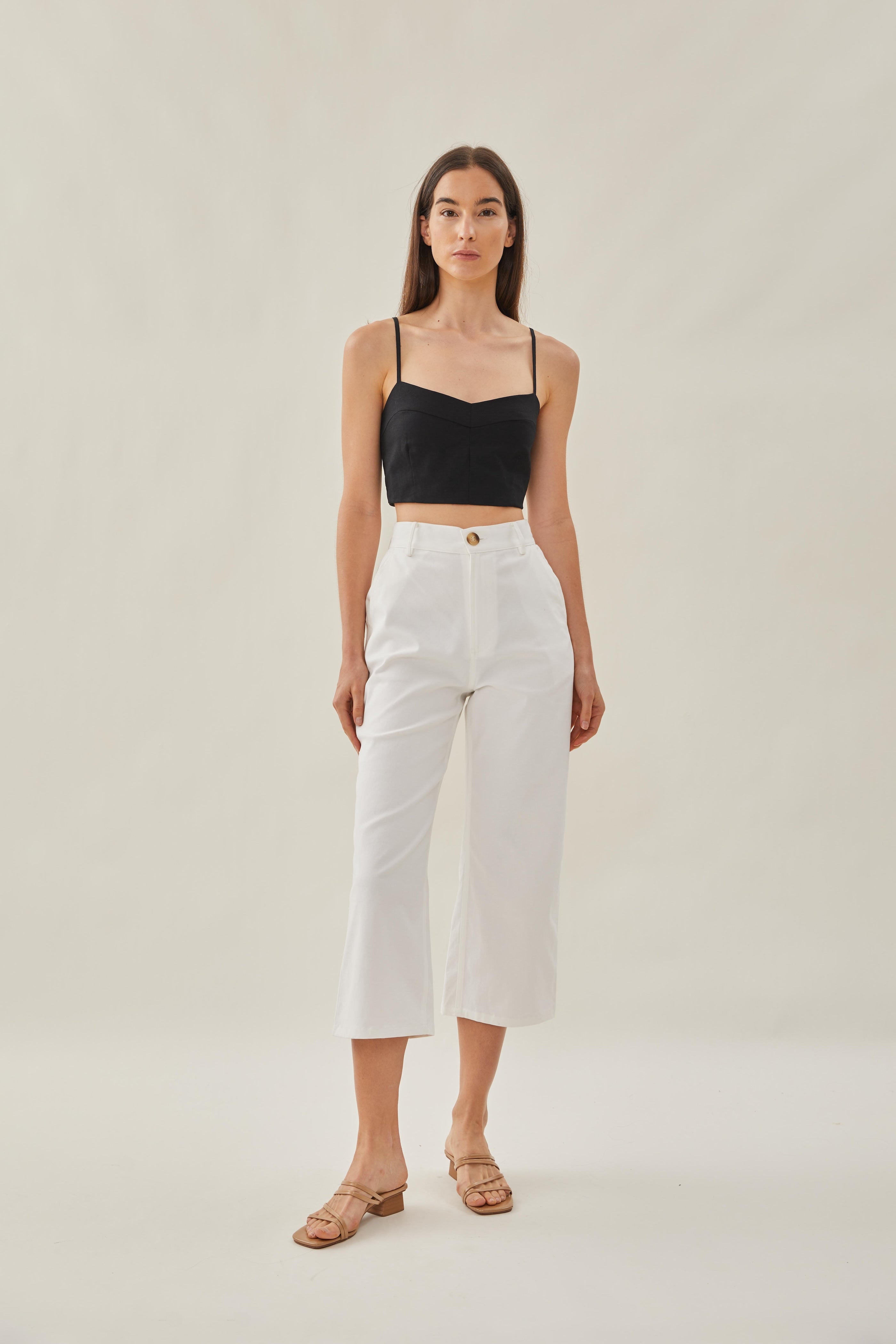 Bustier Cropped Tank in Black