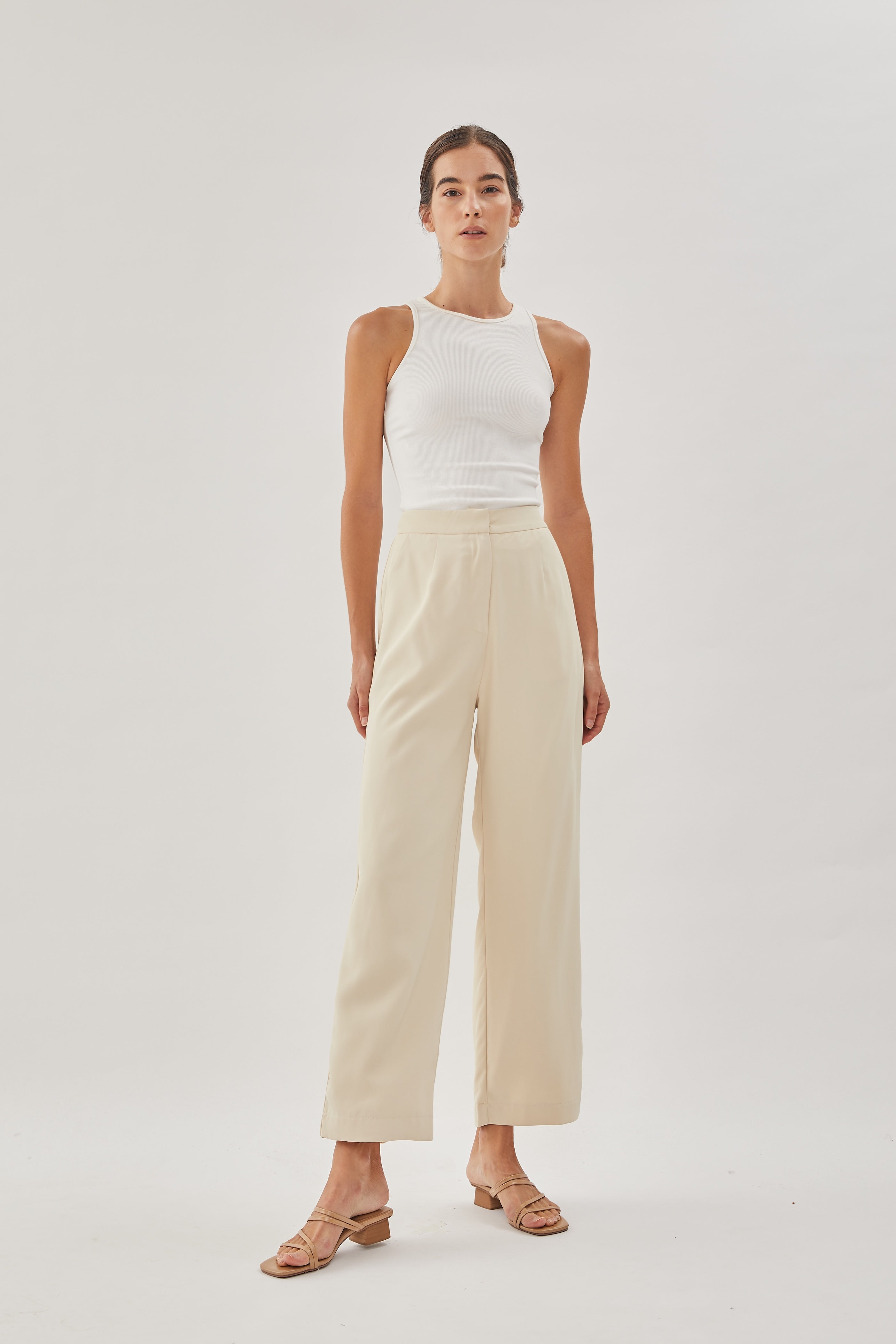 Straight Legged Pants in Cream