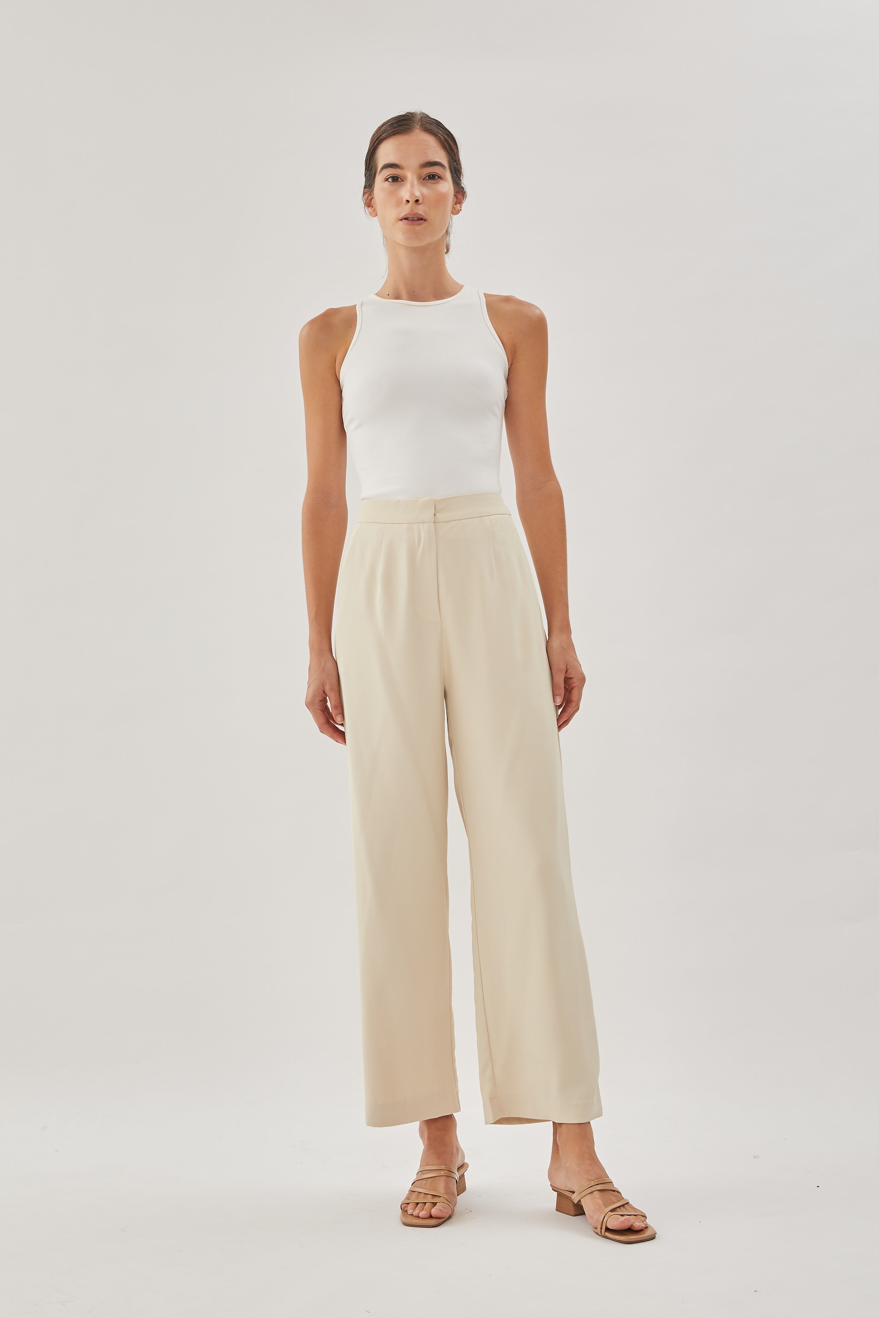 Straight Legged Pants in Cream