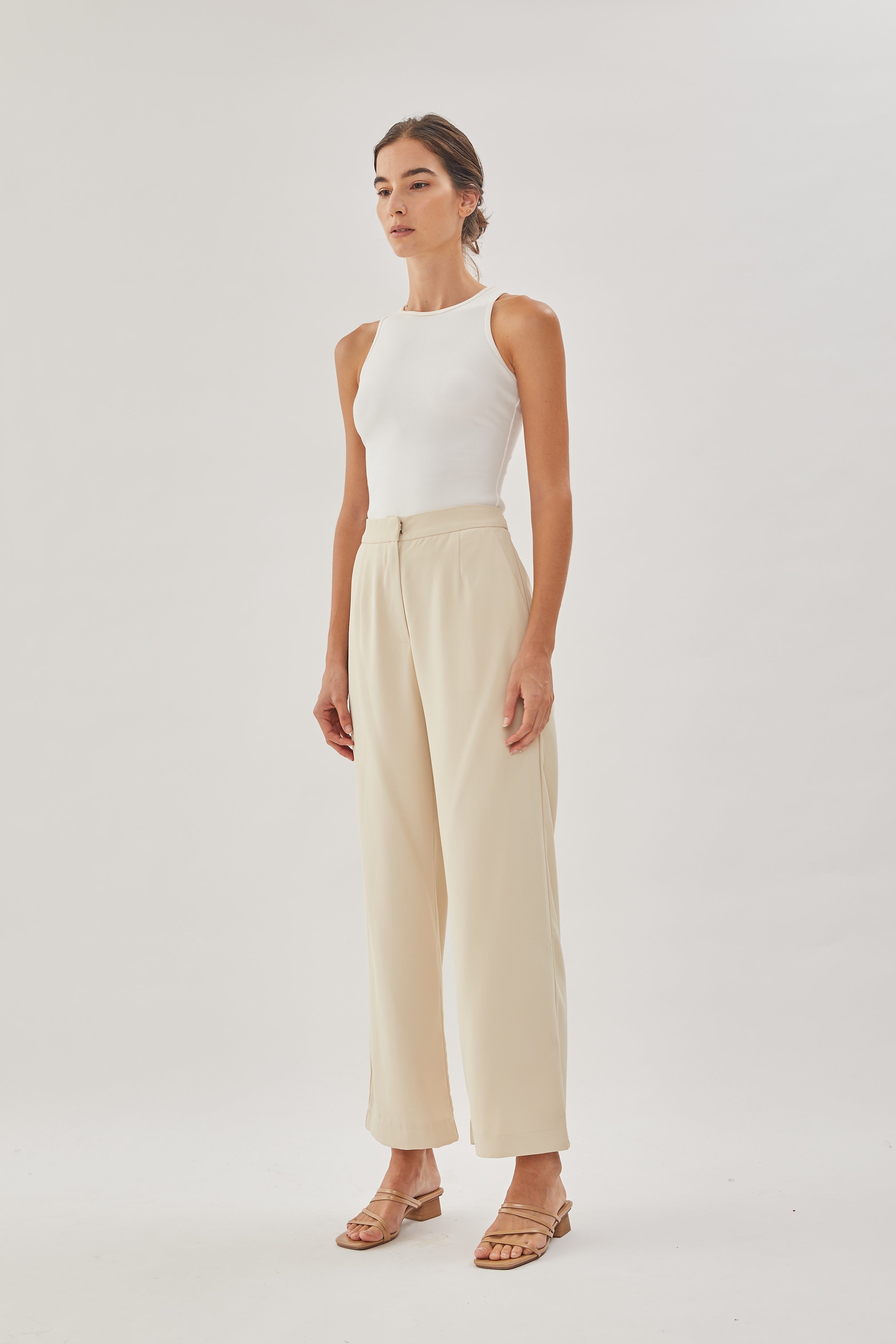 Straight Legged Pants in Cream