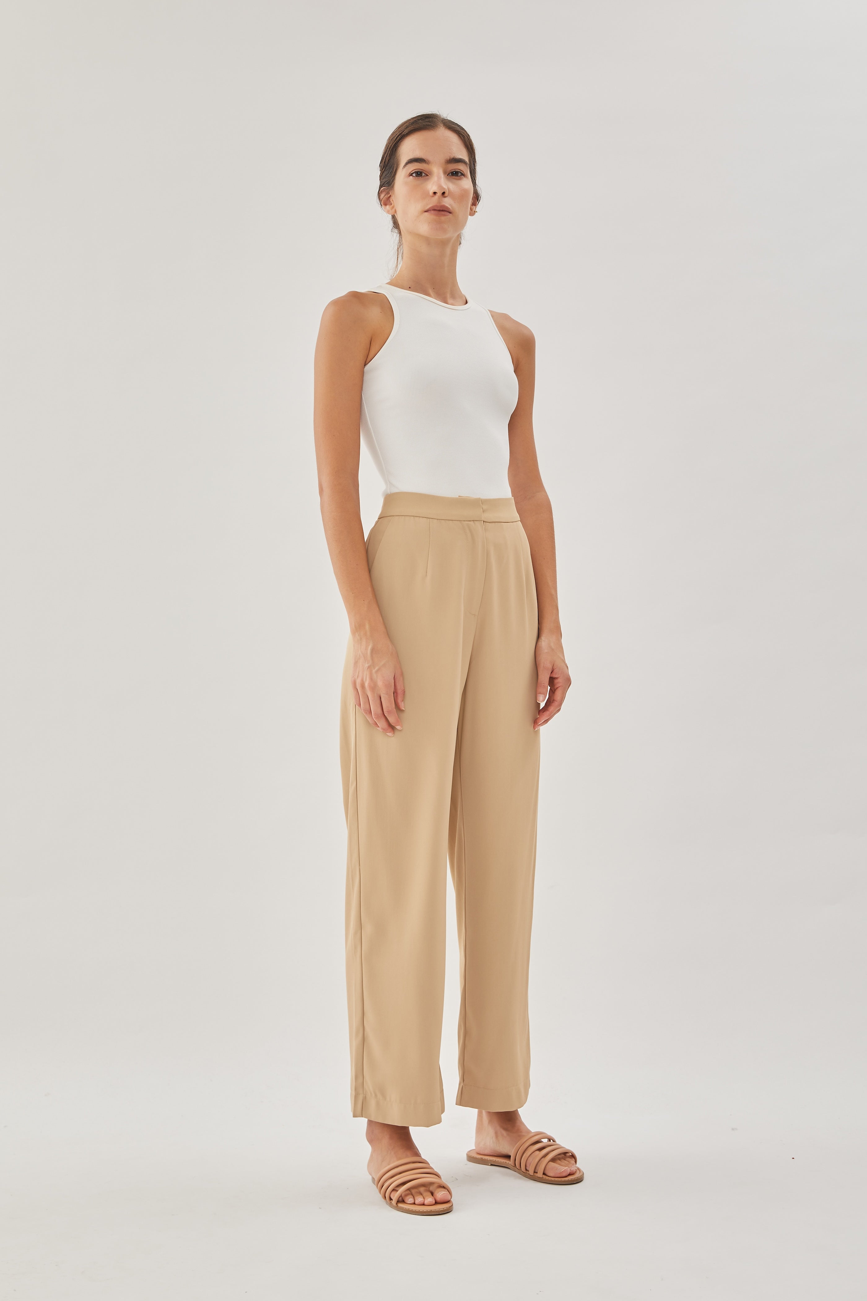 Straight Legged Pants in Sand