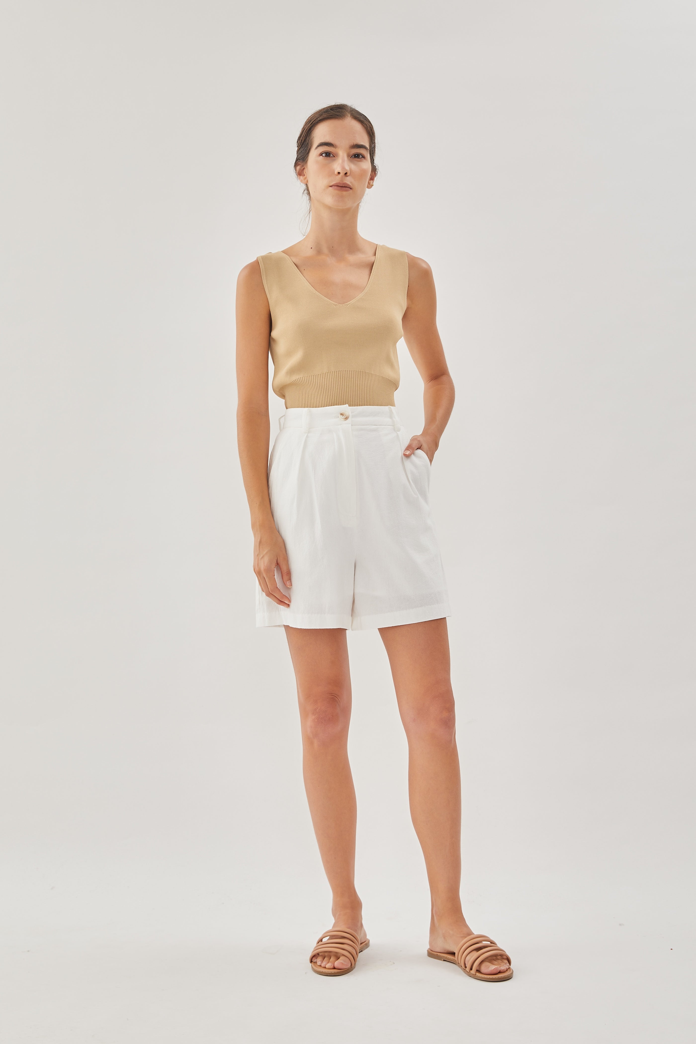 Boxy Long Shorts in White