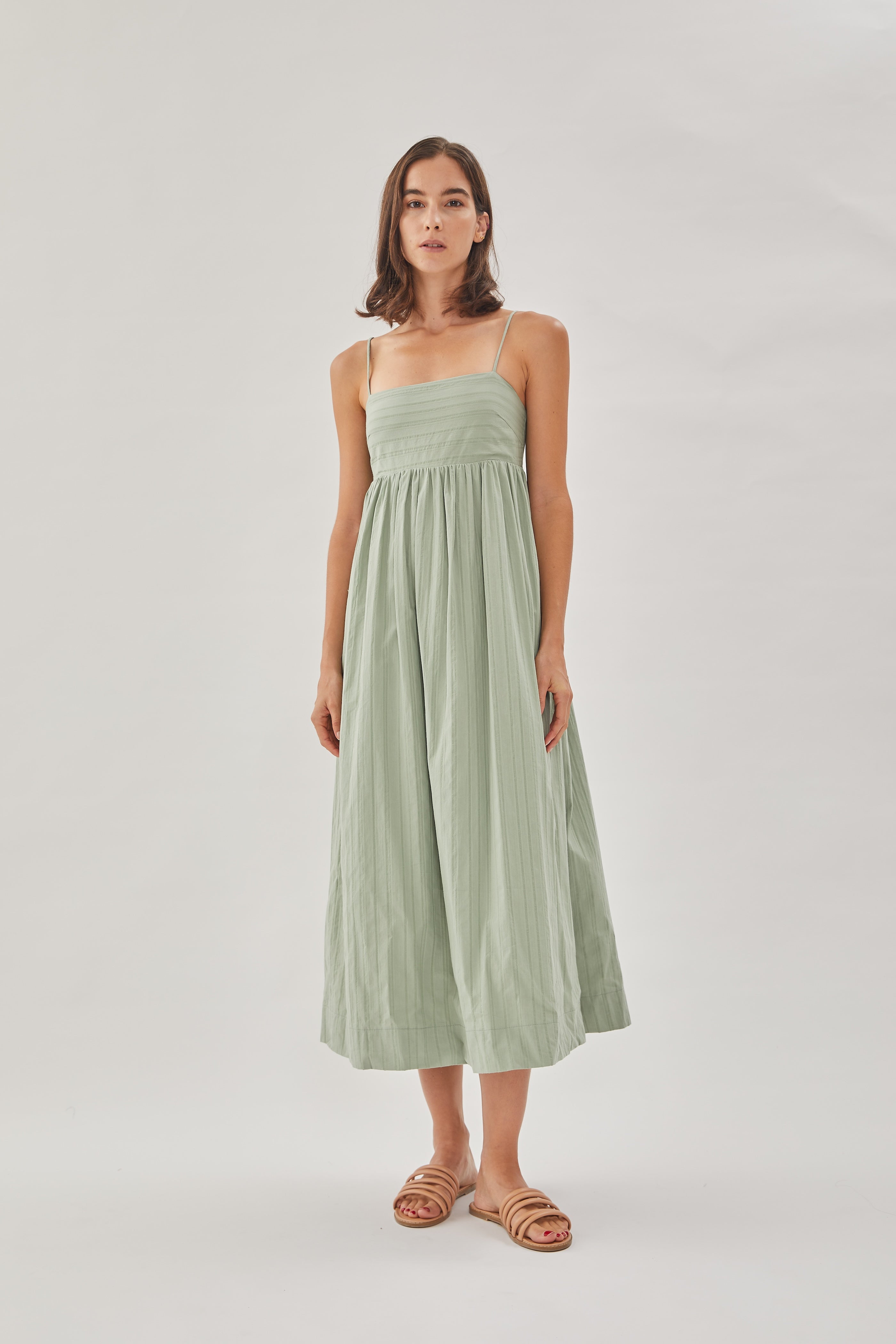 Cotton Cami Midi Dress in Sage