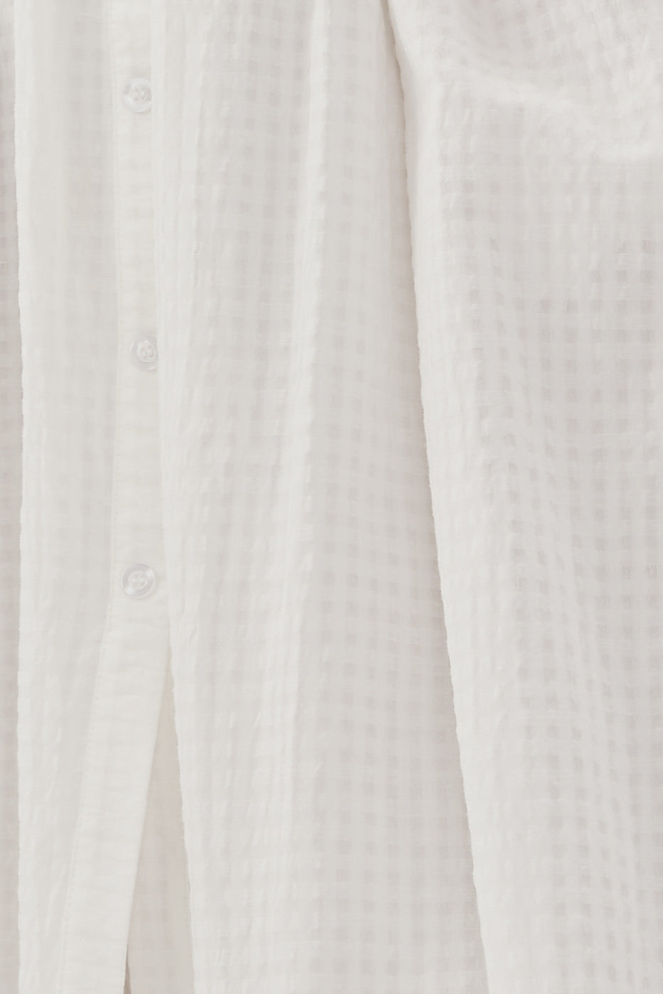 Shirred Shirt Dress in White
