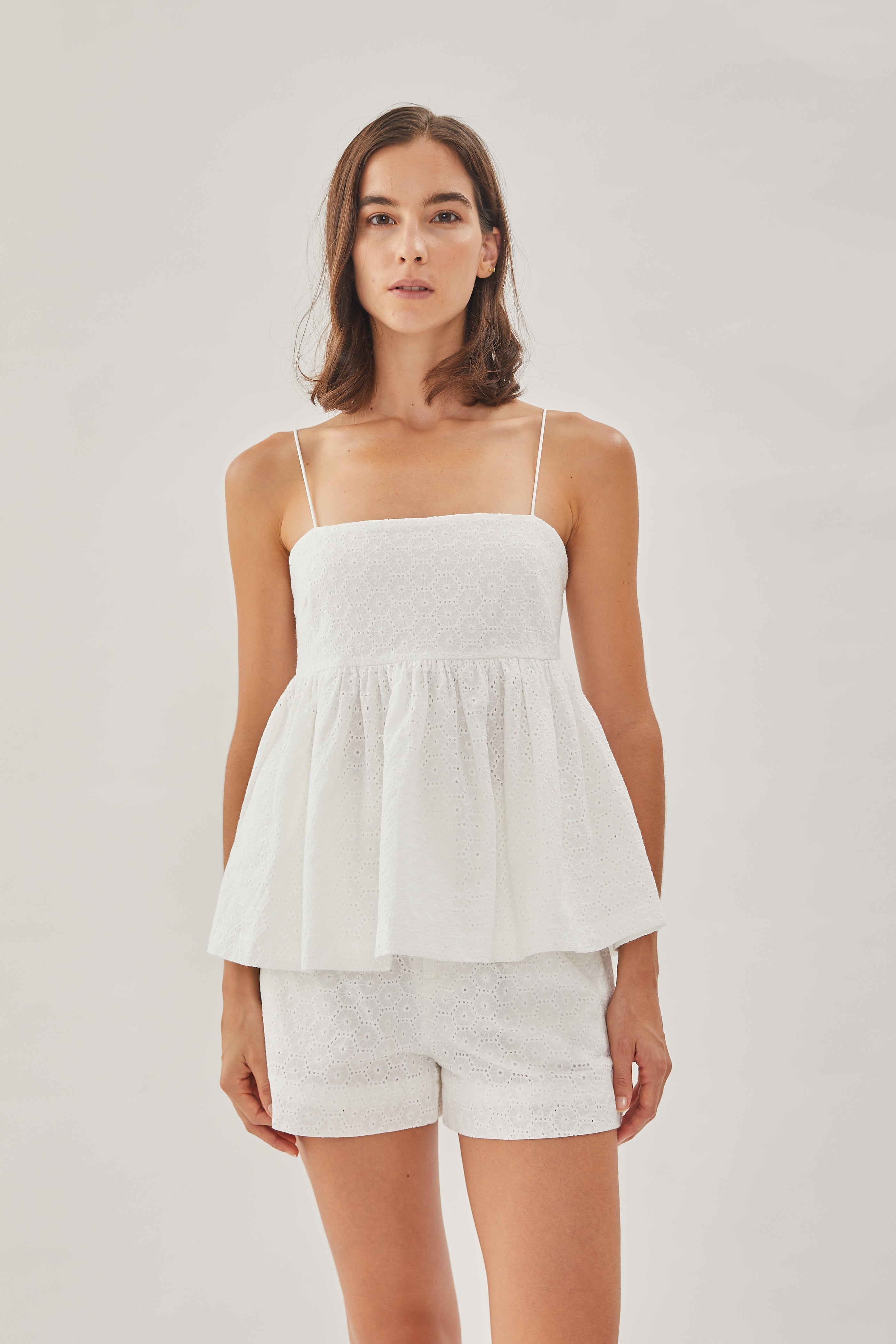 Cotton Crochet Cami Top in White