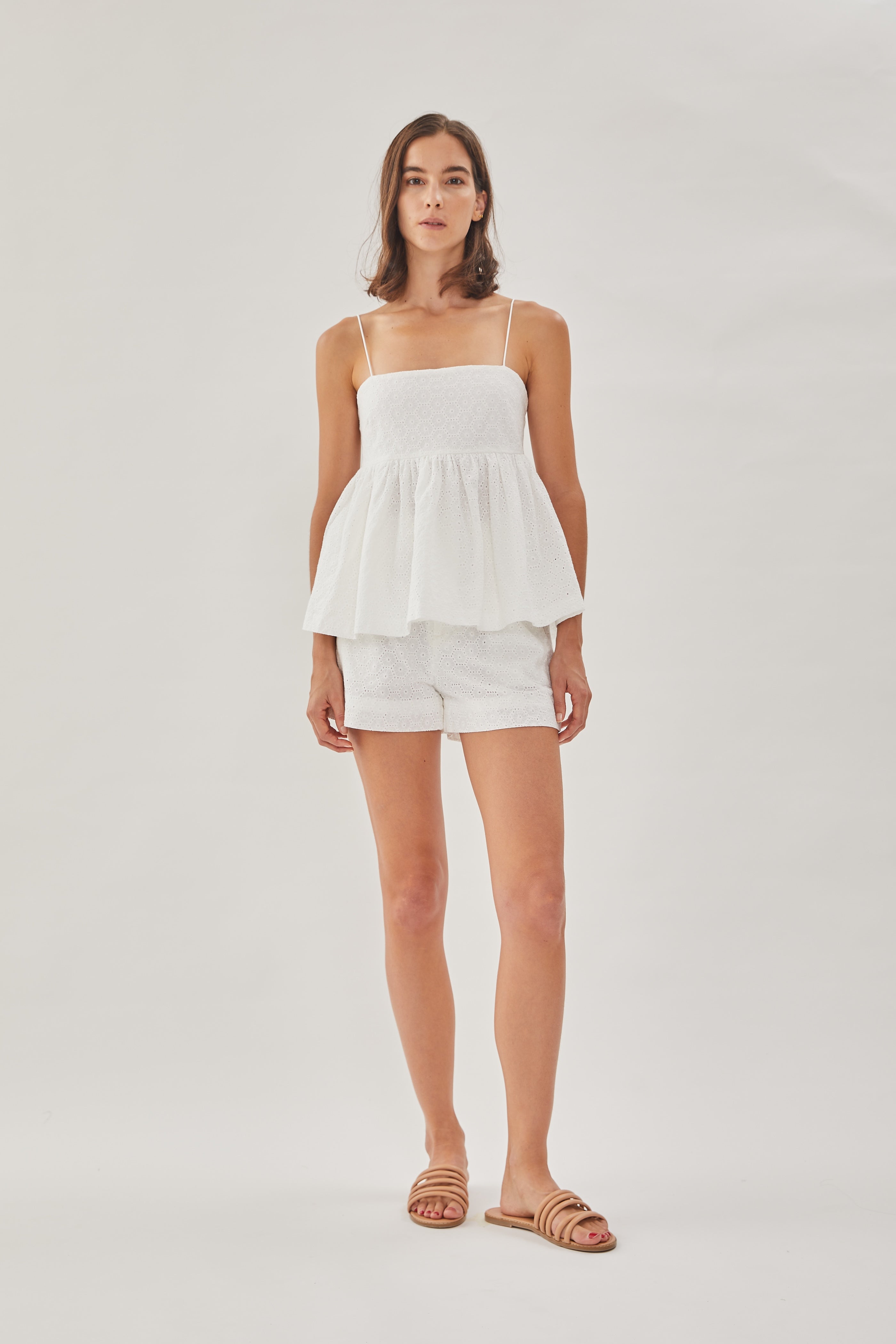Cotton Crochet Cami Top in White