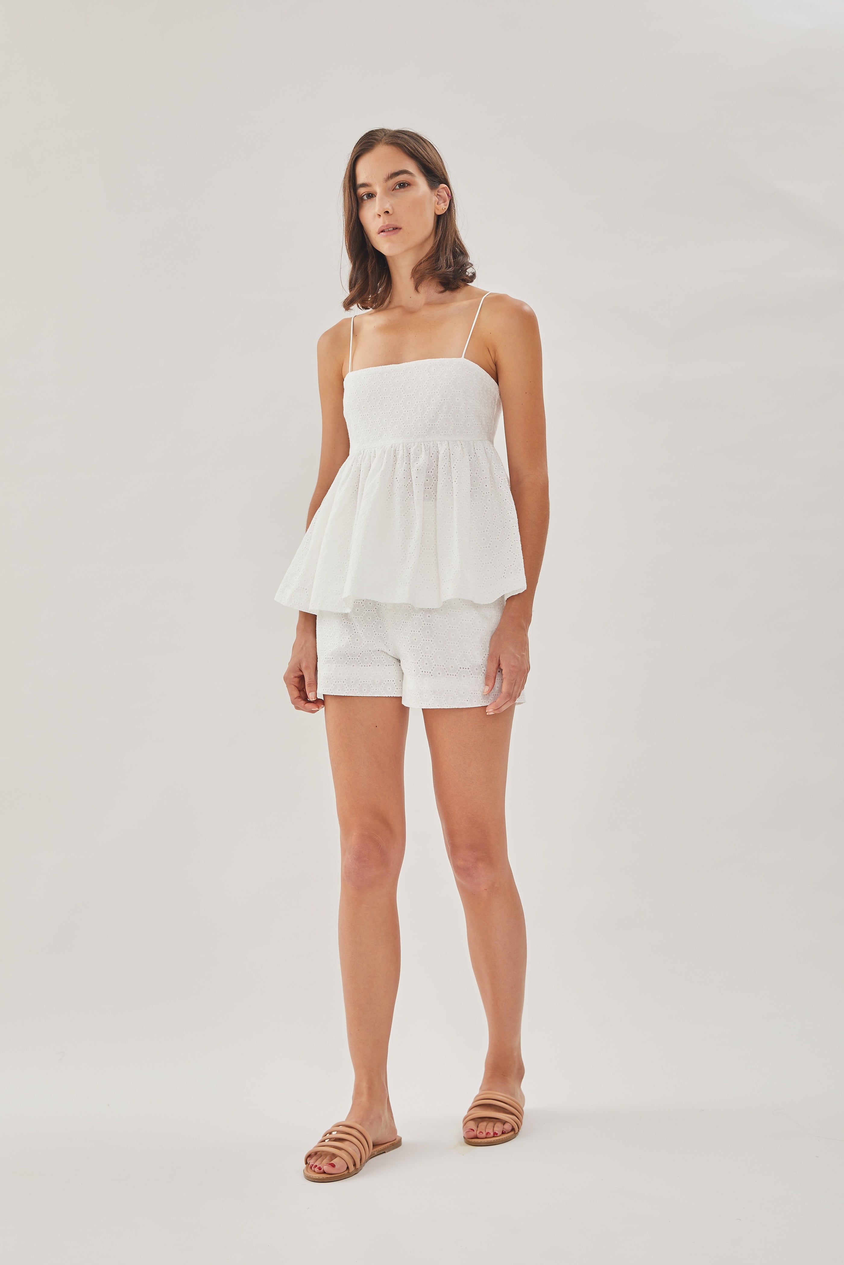 Cotton Crochet Cami Top in White