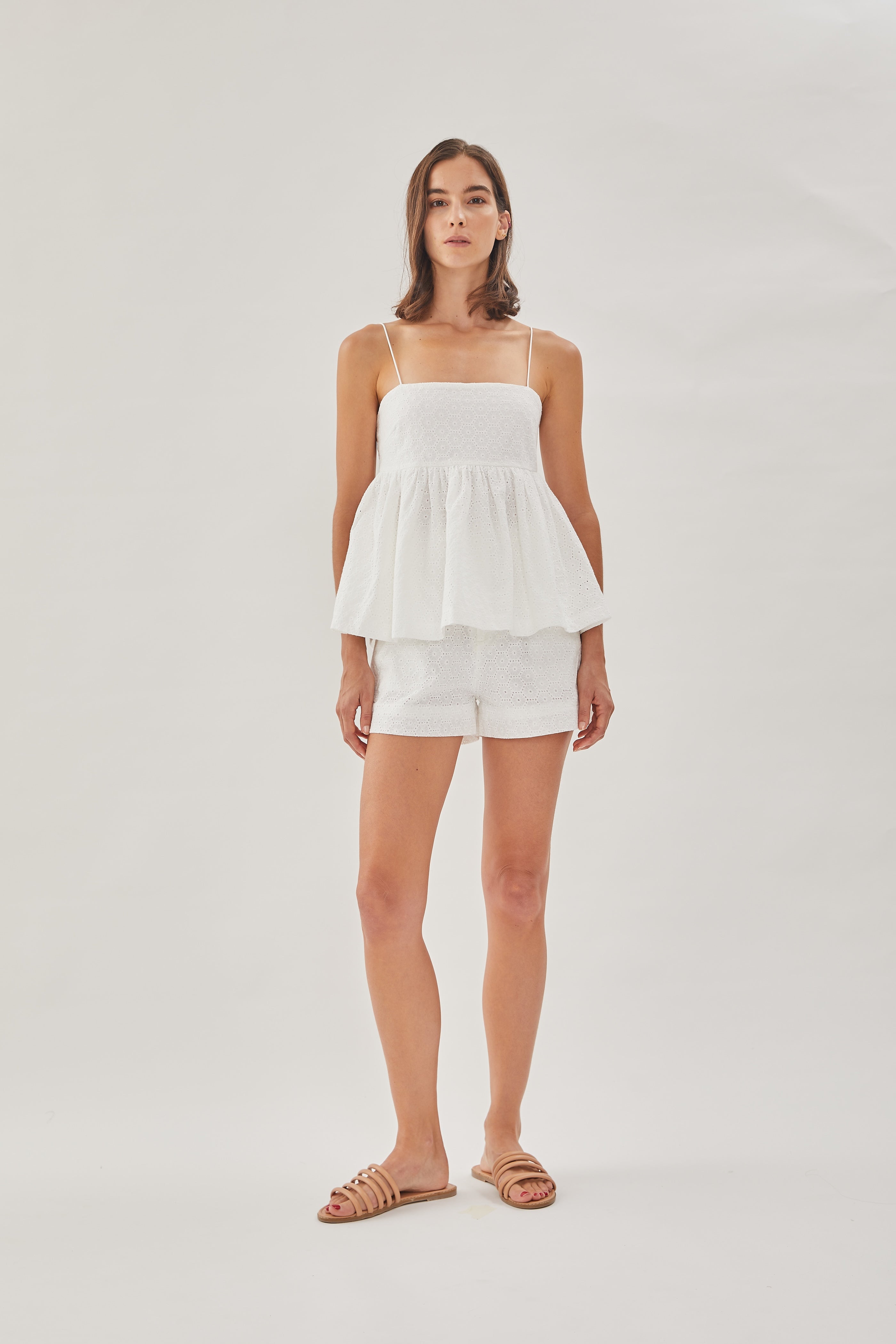 Cotton Crochet Cami Top in White