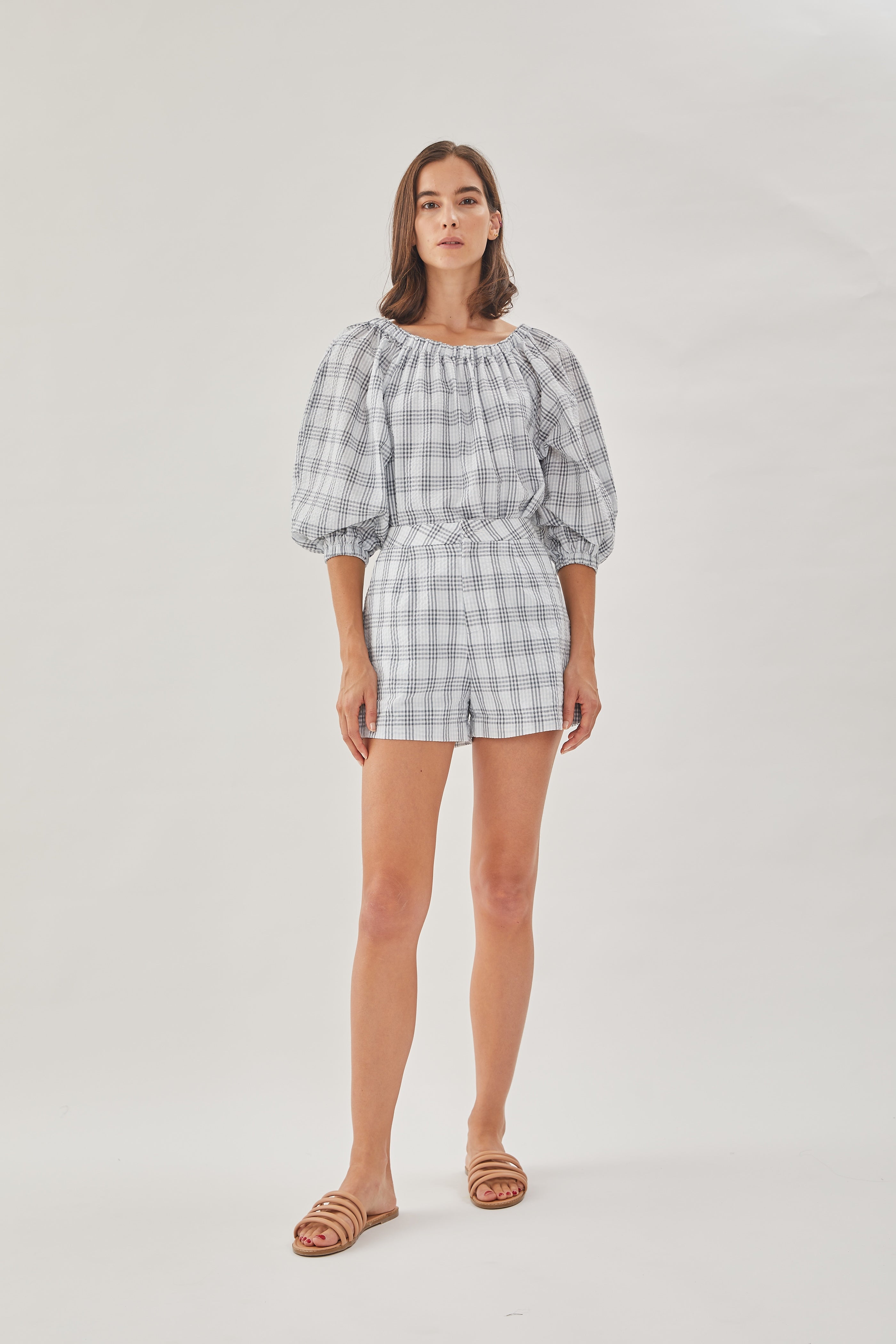 Seersucker Shorts in Mist