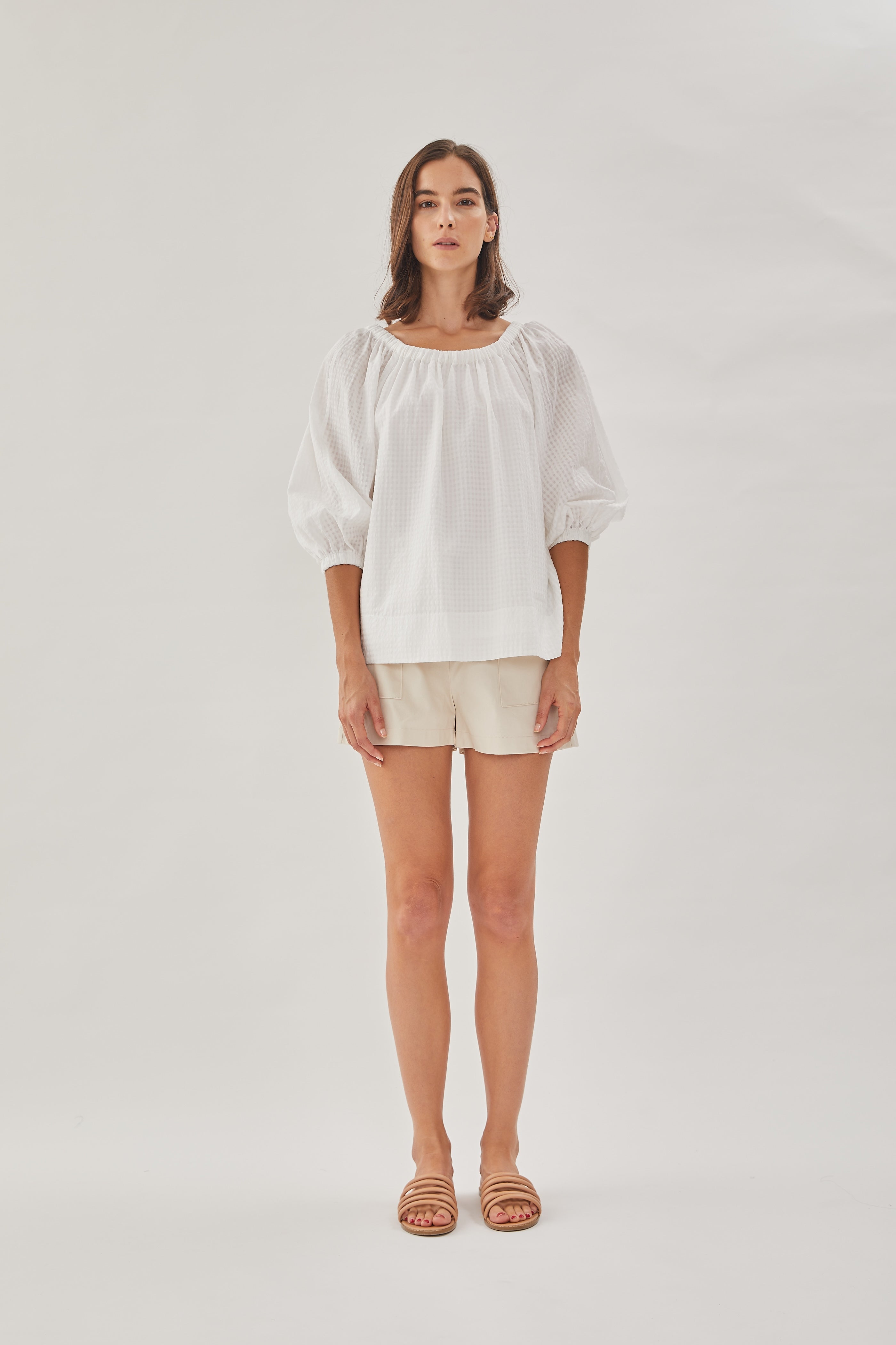 Gathered Top in White