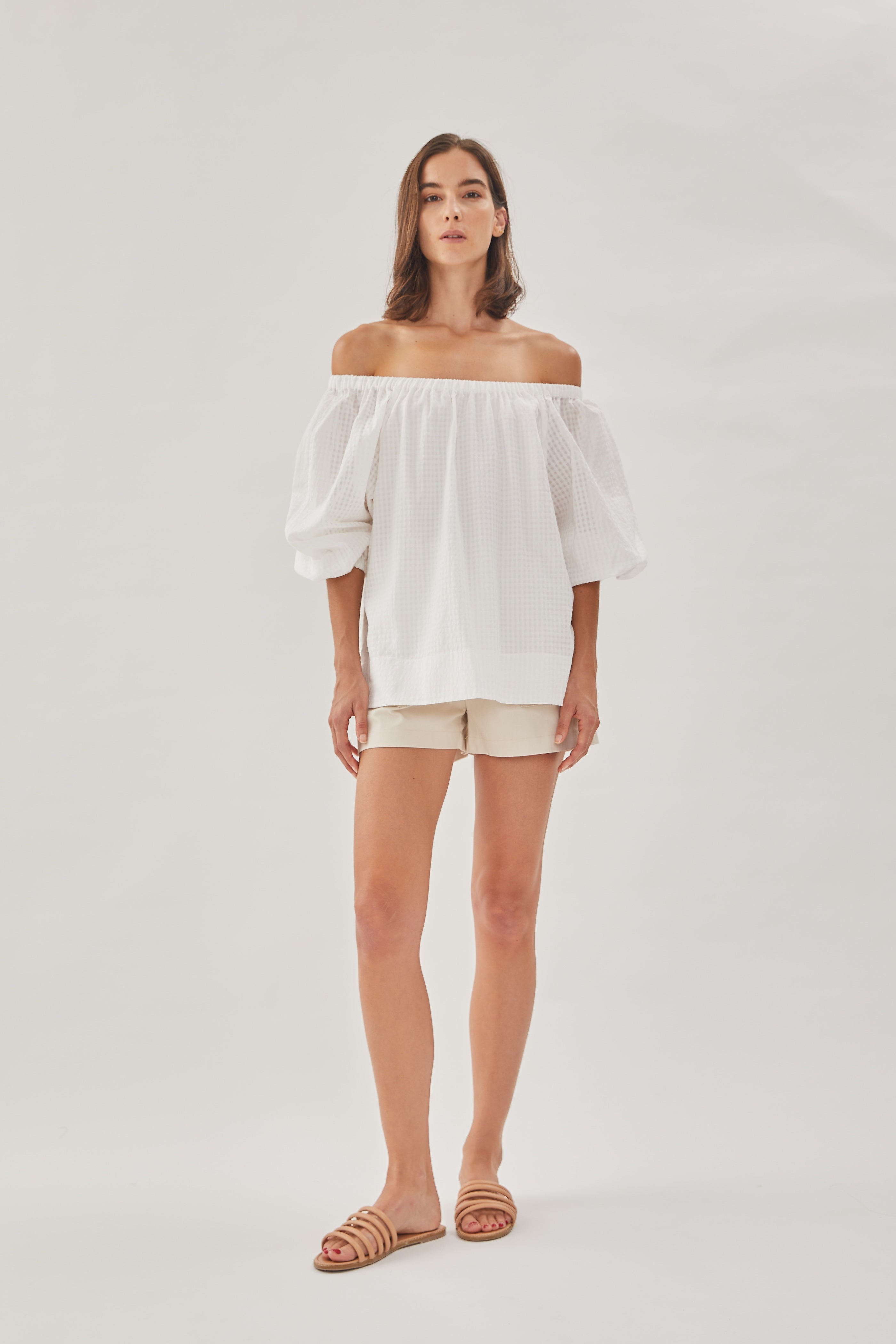Gathered Top in White