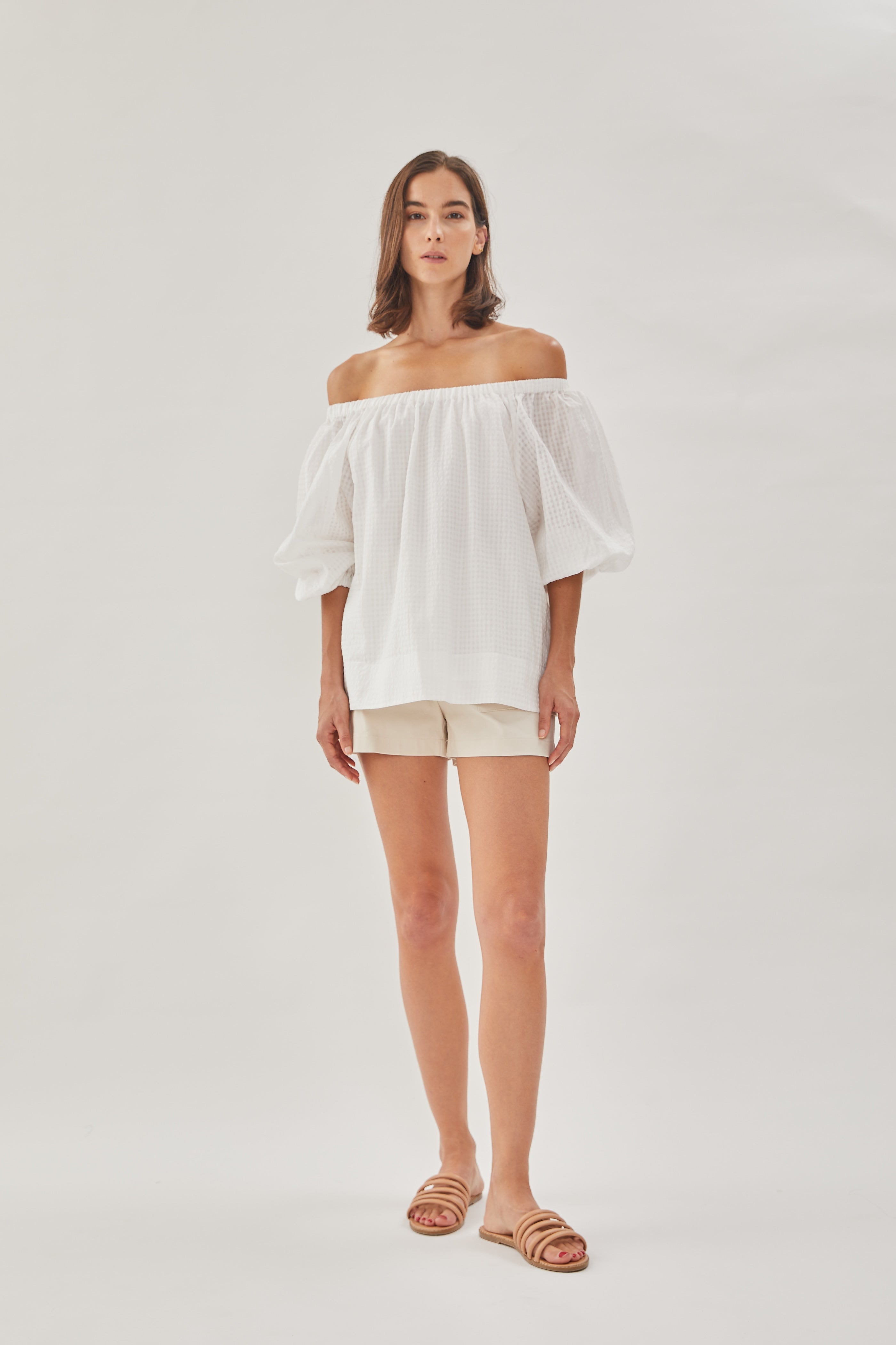Gathered Top in White