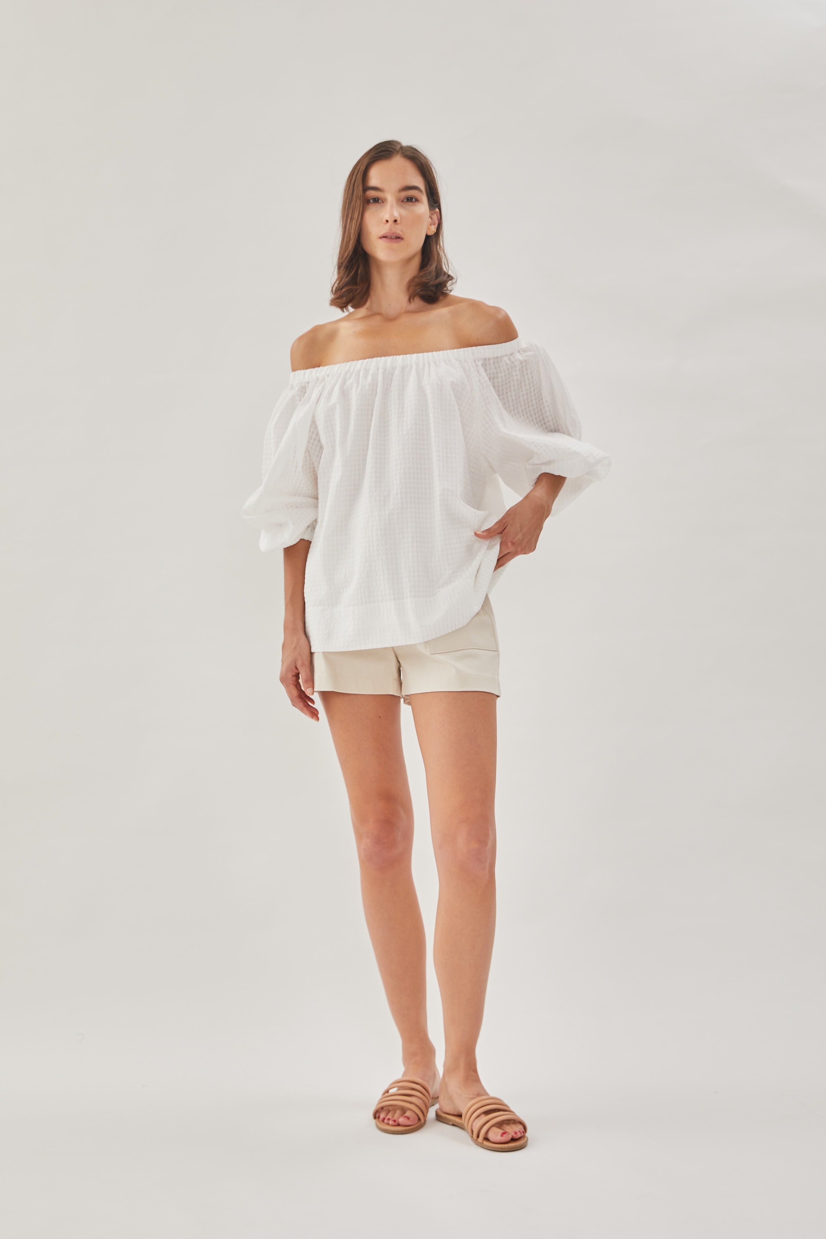 Gathered Top in White