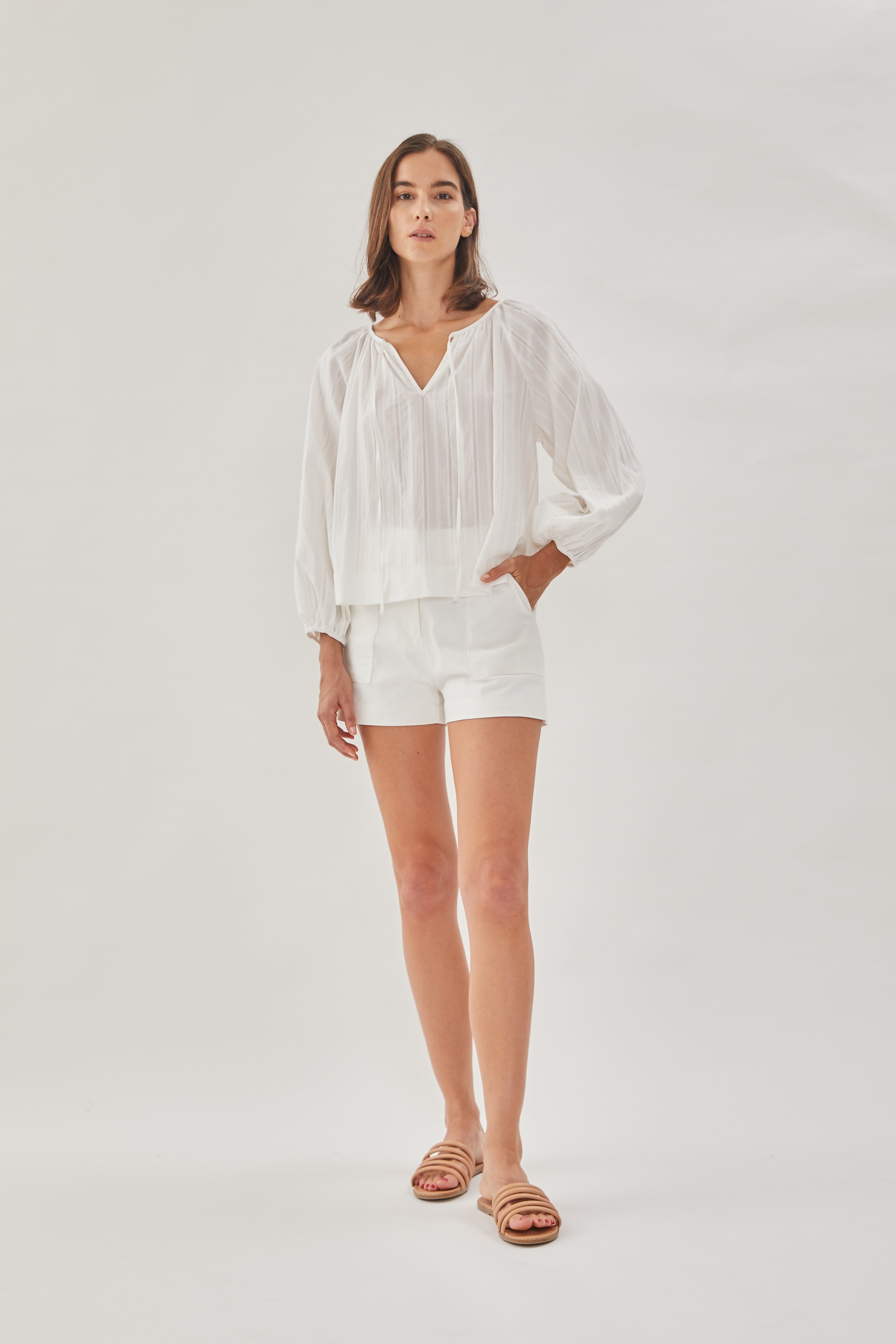 Cotton Poplin Blouse in White