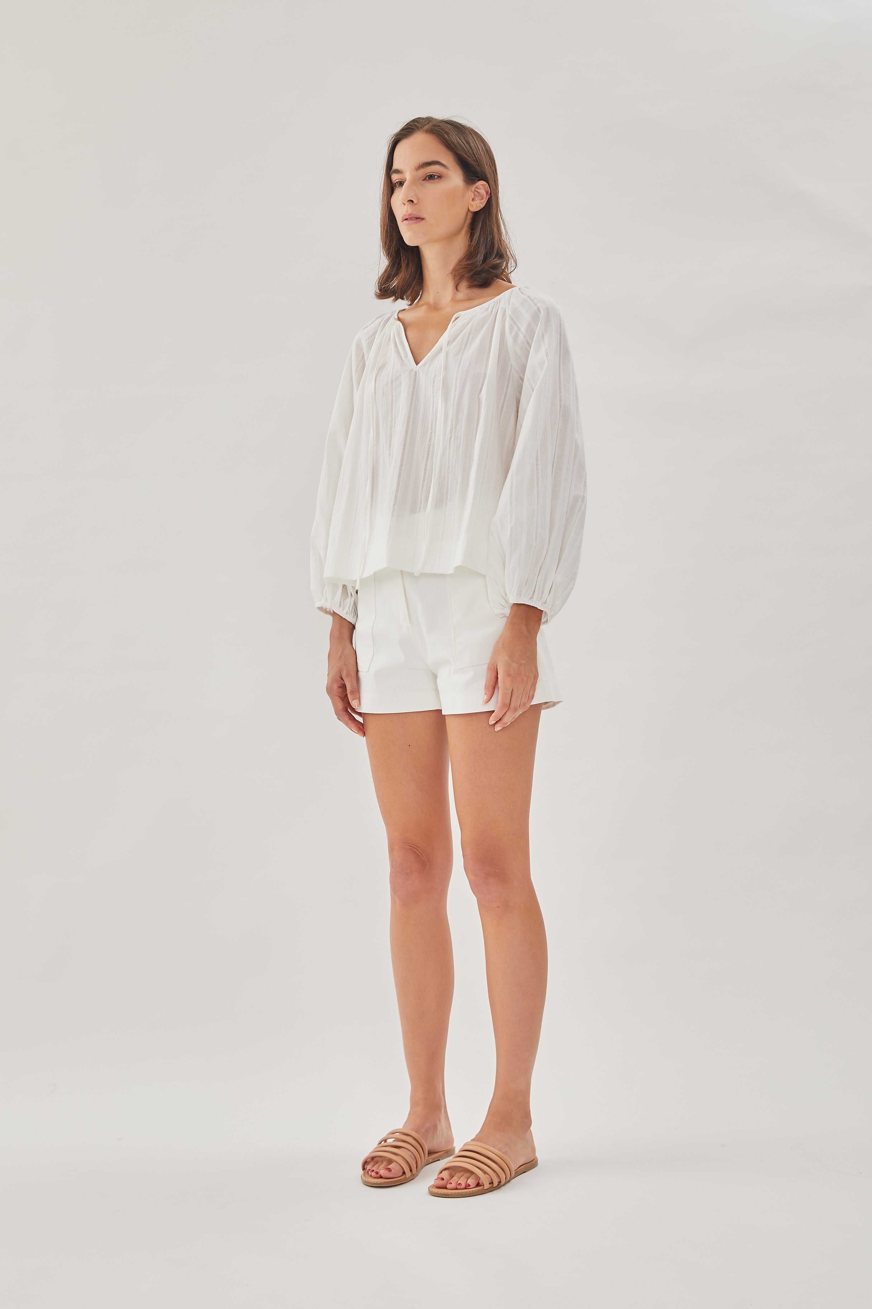 Cotton Poplin Blouse in White