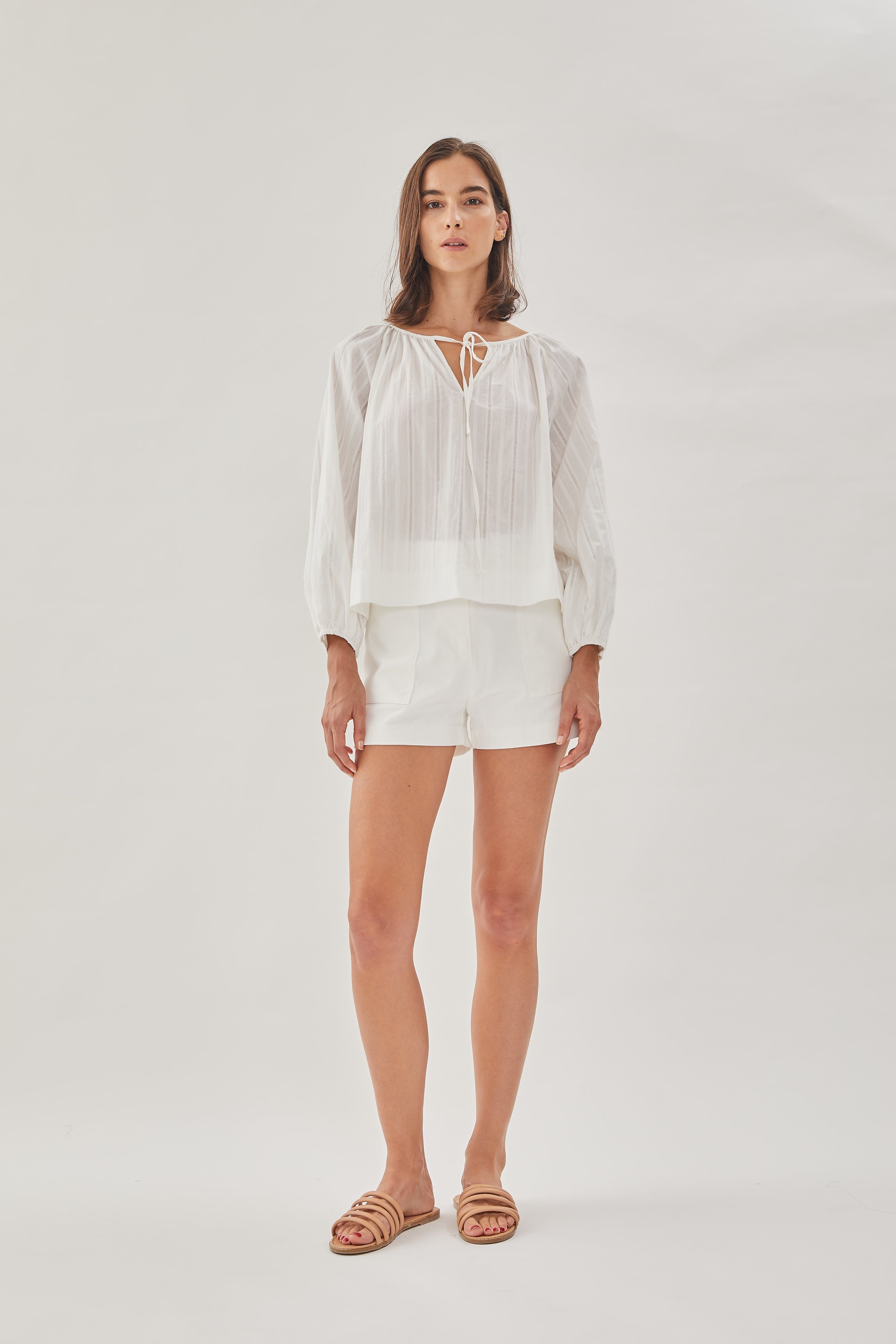 Cotton Poplin Blouse in White