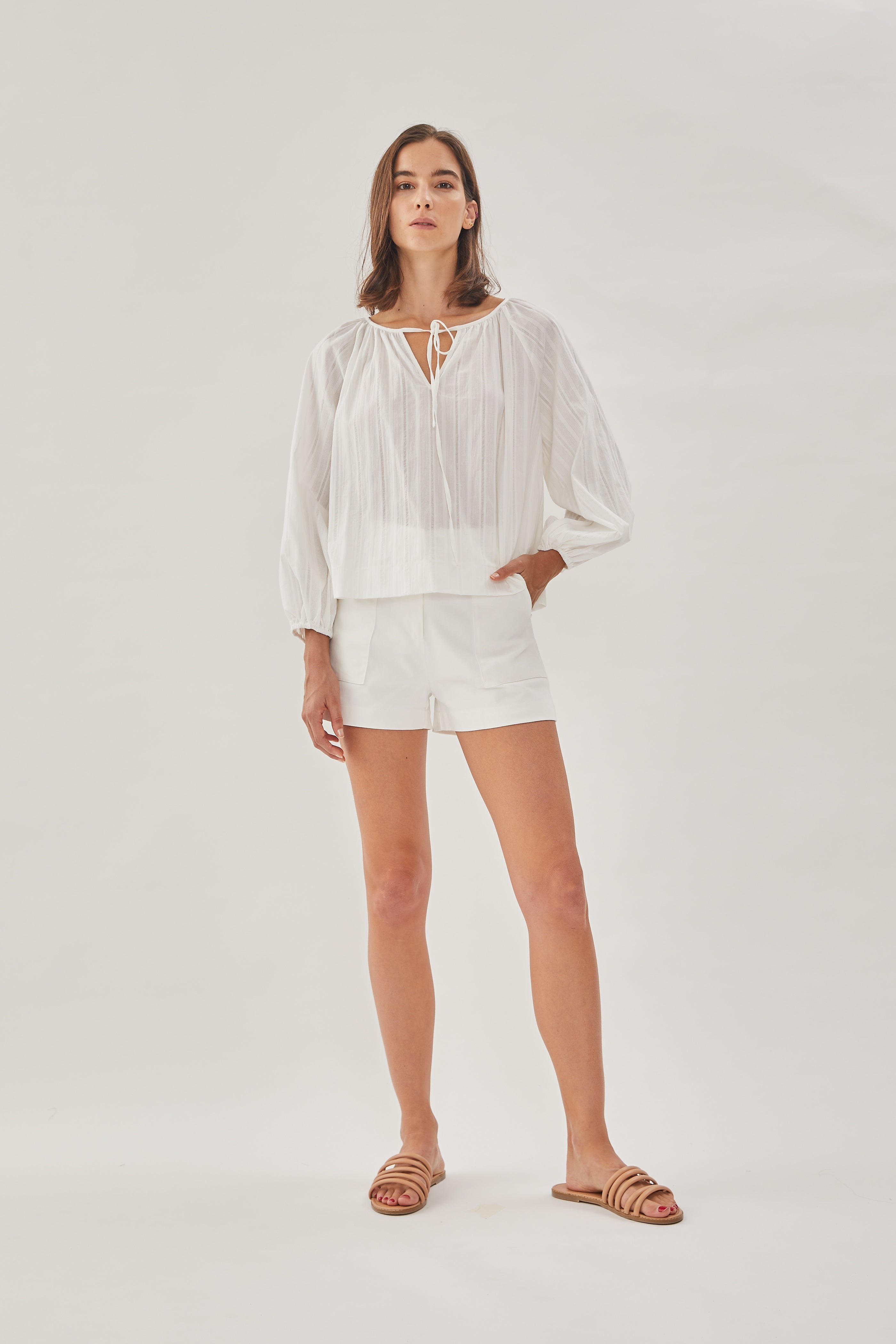 Cotton Poplin Blouse in White