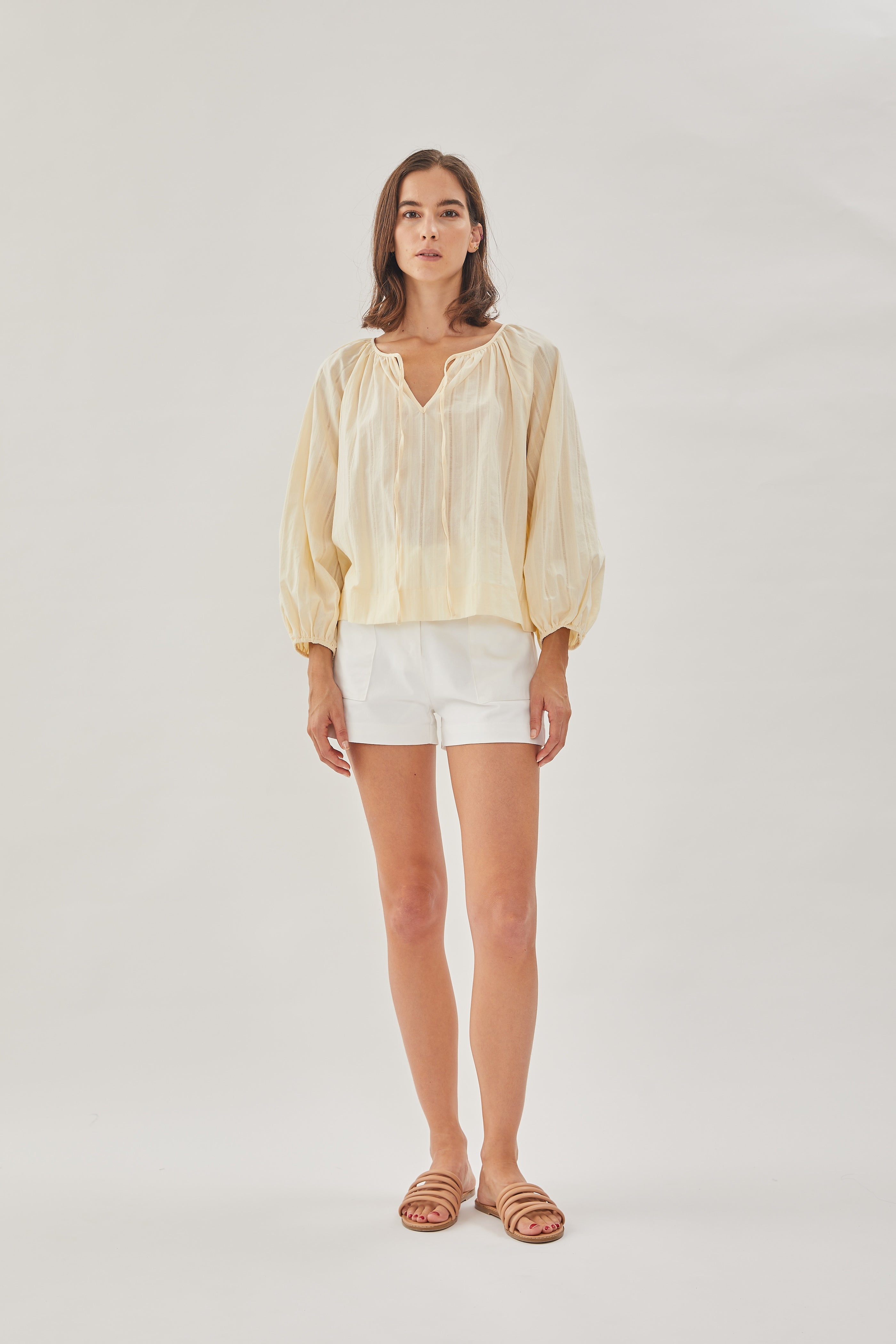 Cotton Poplin Blouse in Soft Yellow