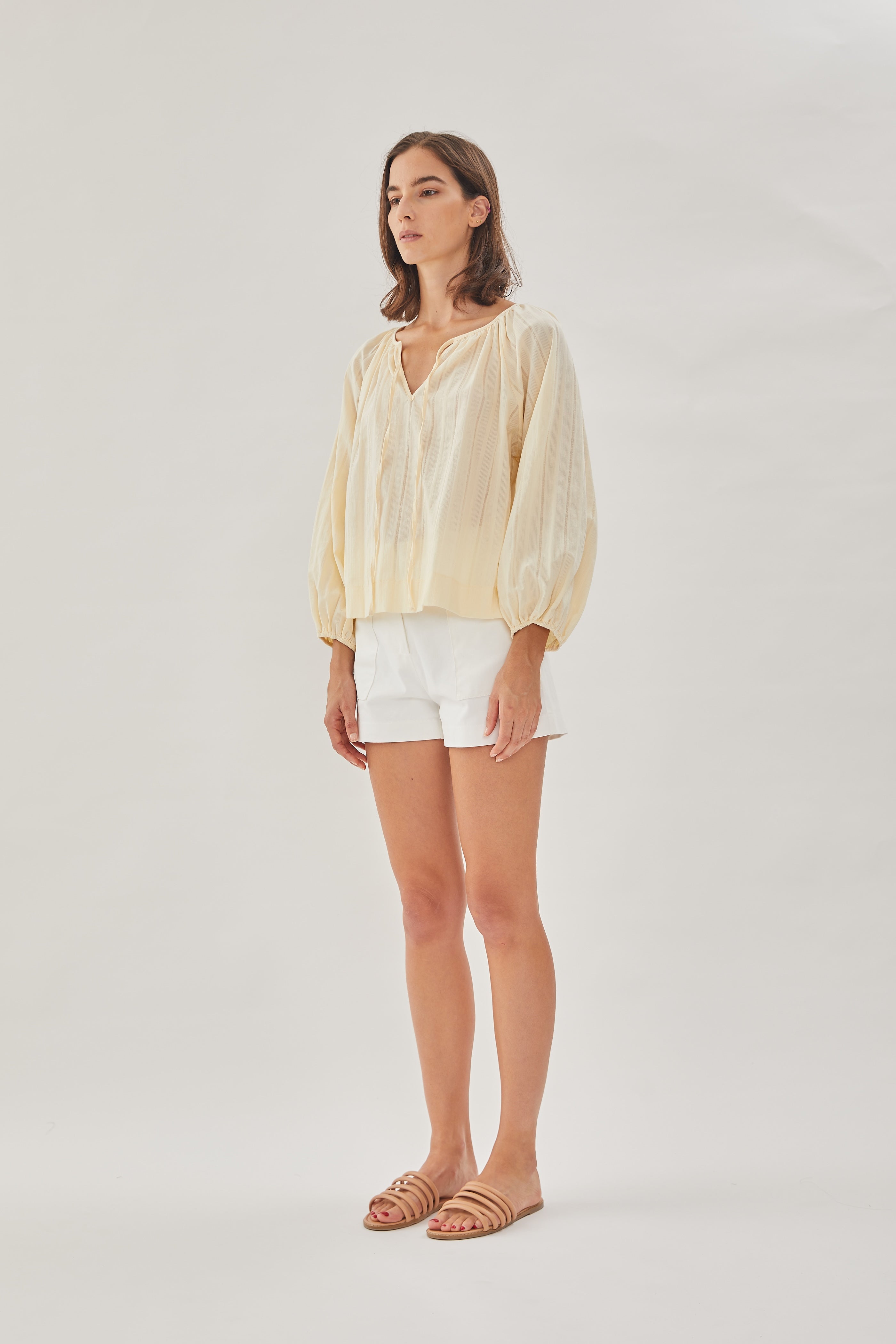 Cotton Poplin Blouse in Soft Yellow