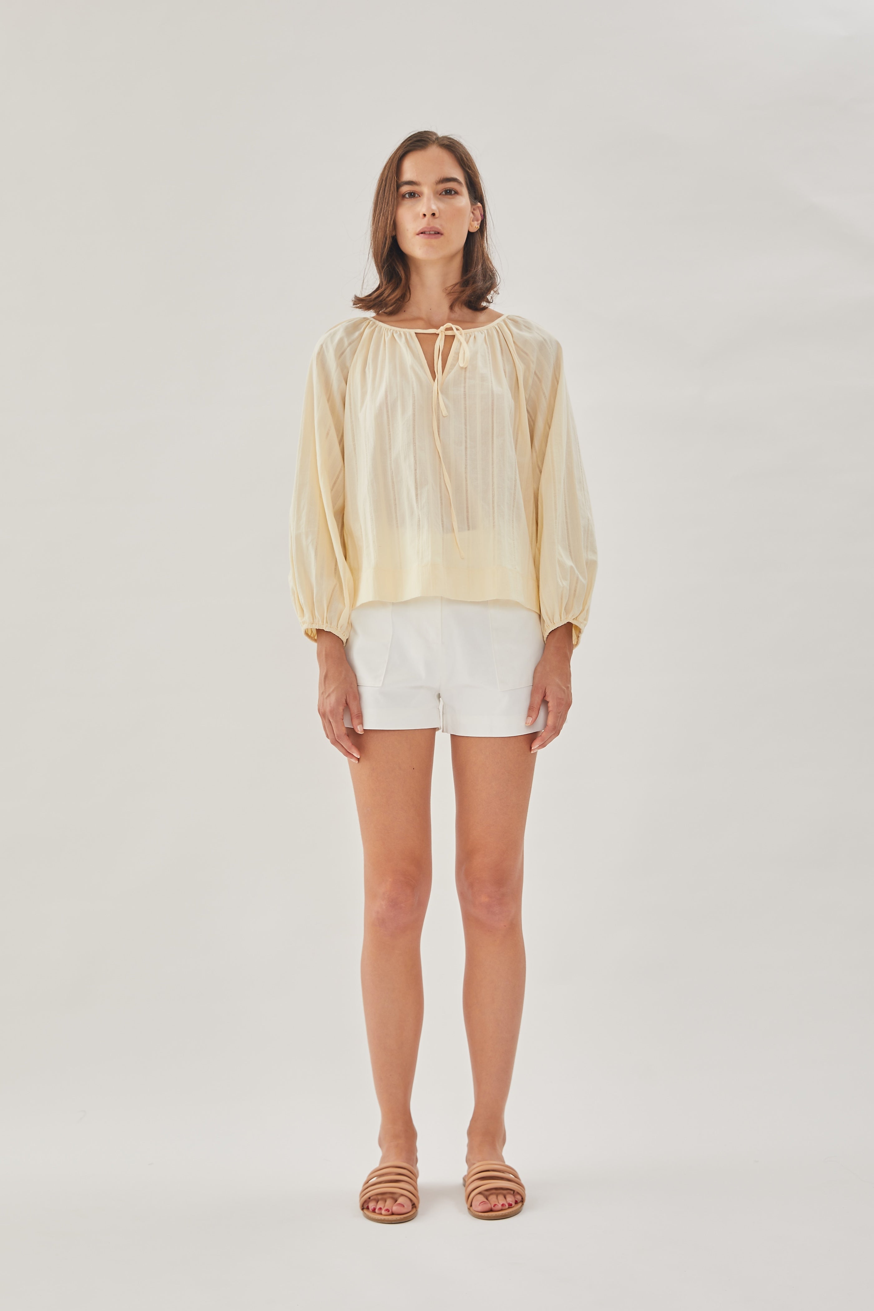 Cotton Poplin Blouse in Soft Yellow