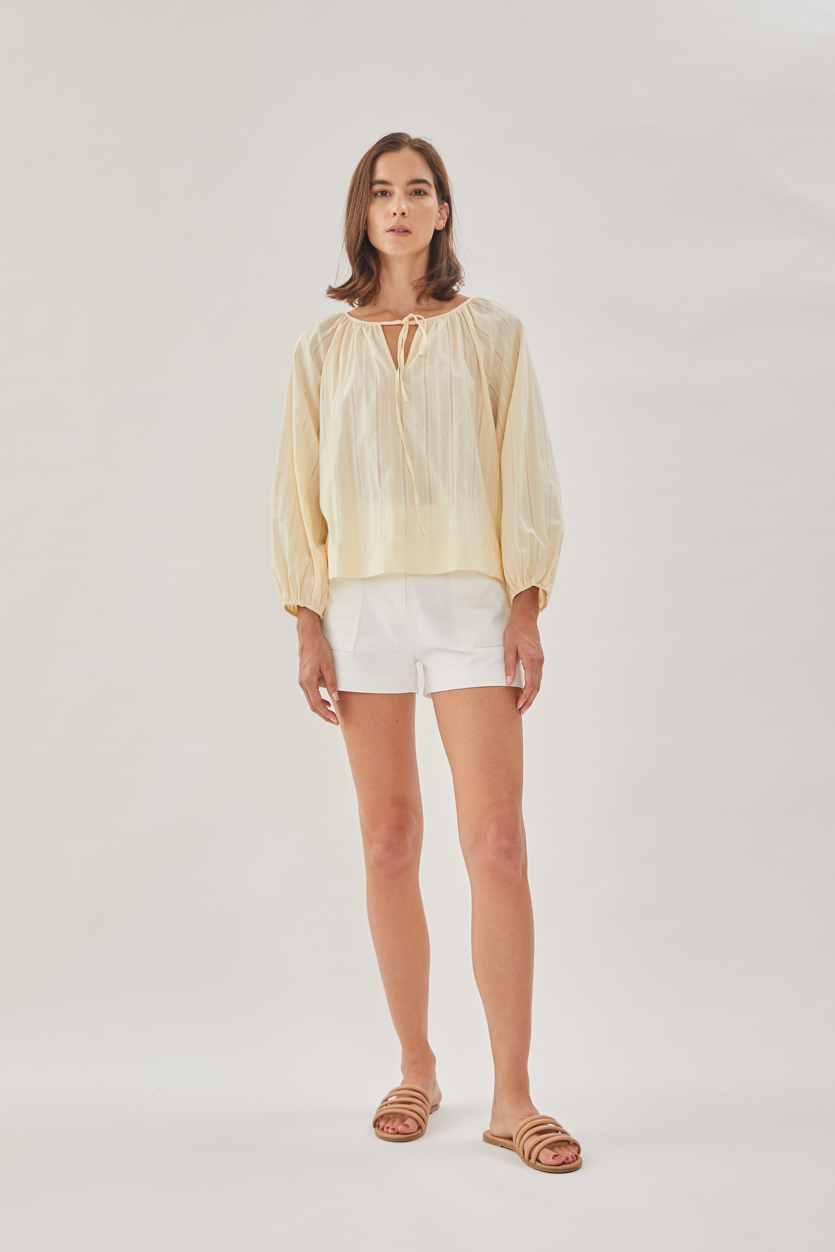 Cotton Poplin Blouse in Soft Yellow