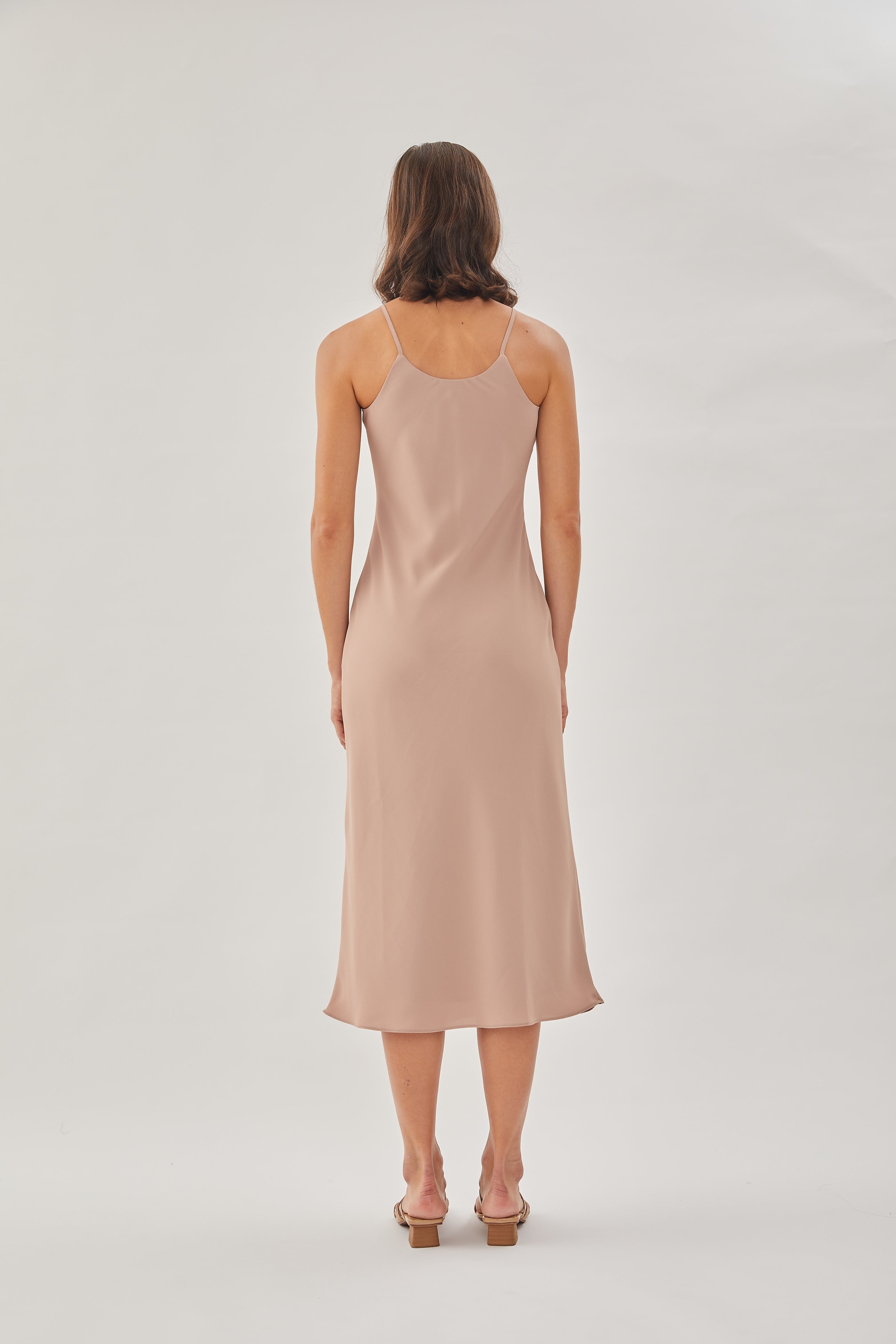 V Neck Slip Dress in Muted Rose