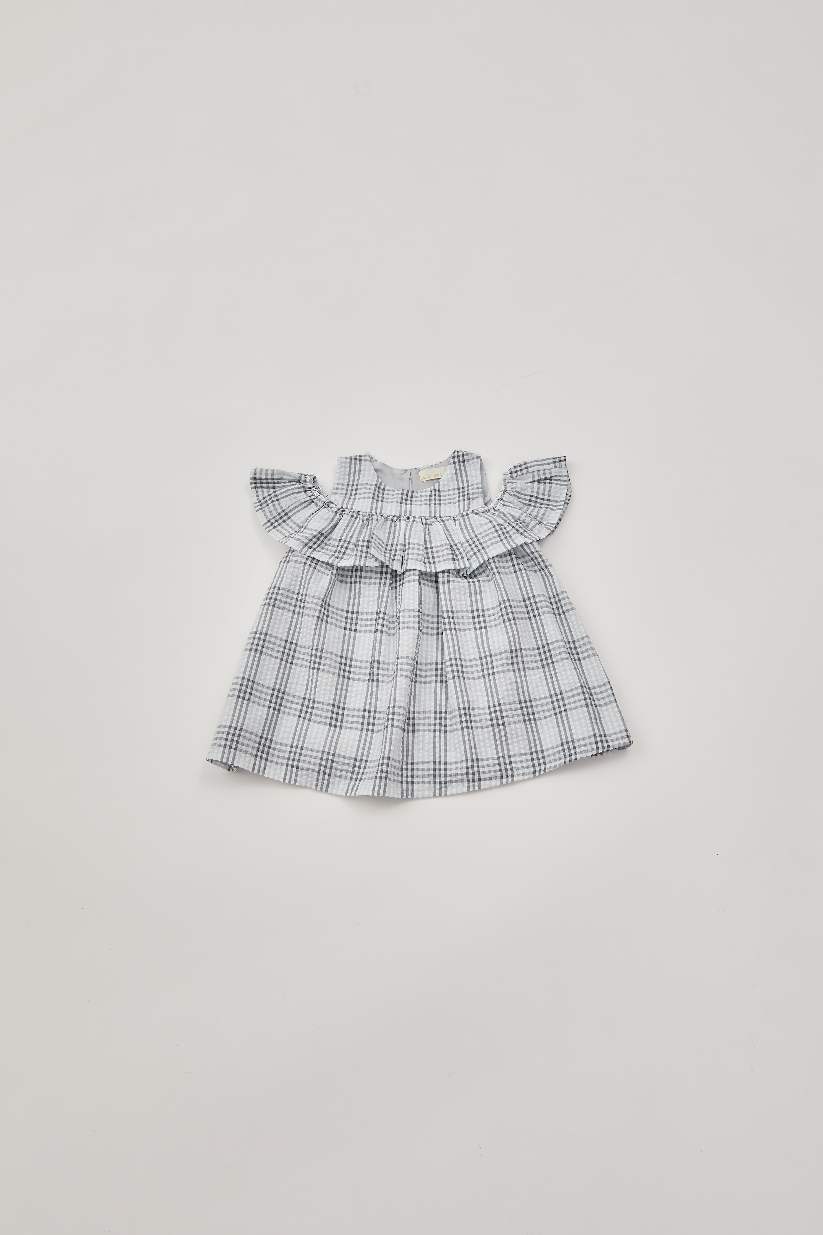 Mini Cotton Seersucker Dress in Mist