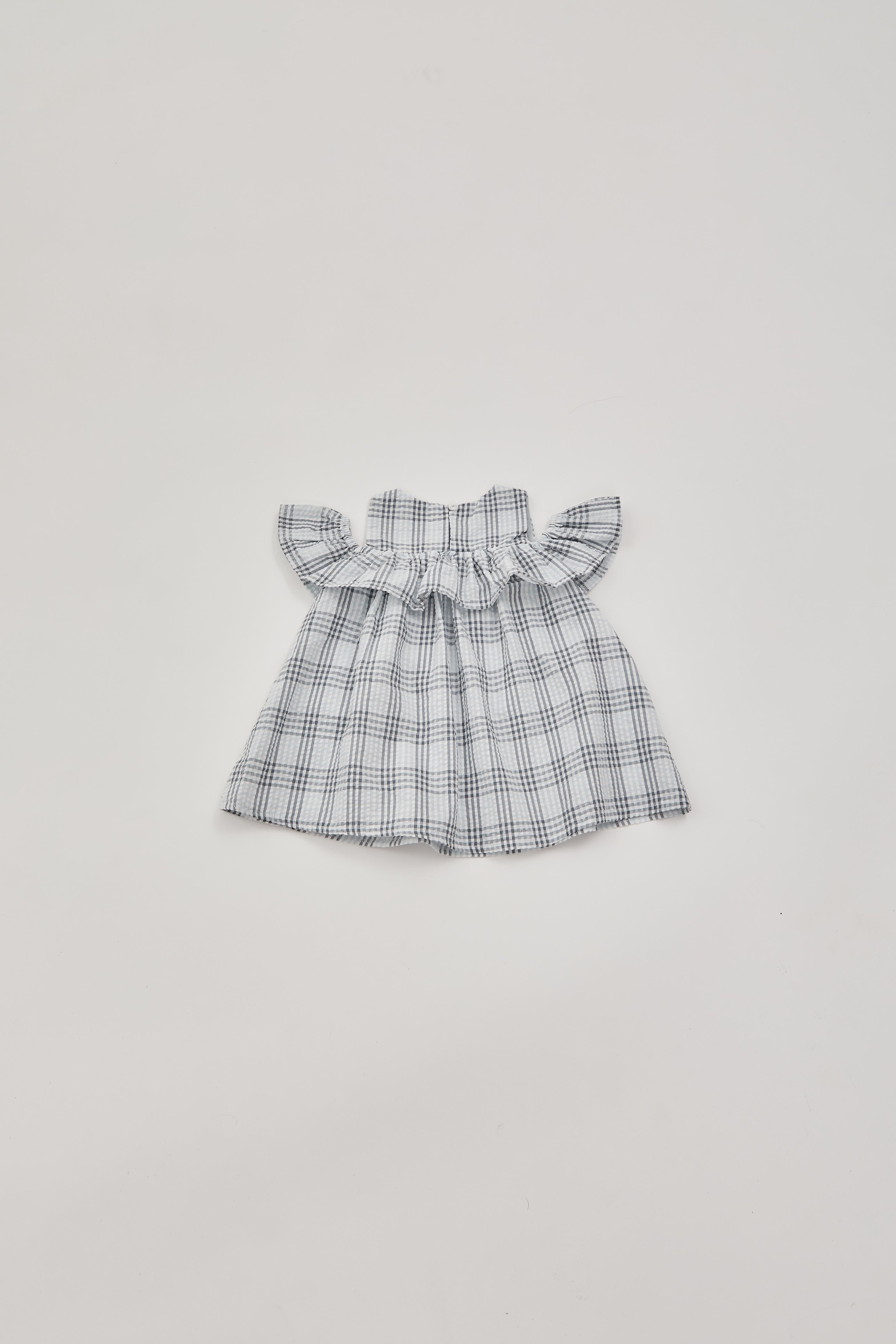 Mini Cotton Seersucker Dress in Mist