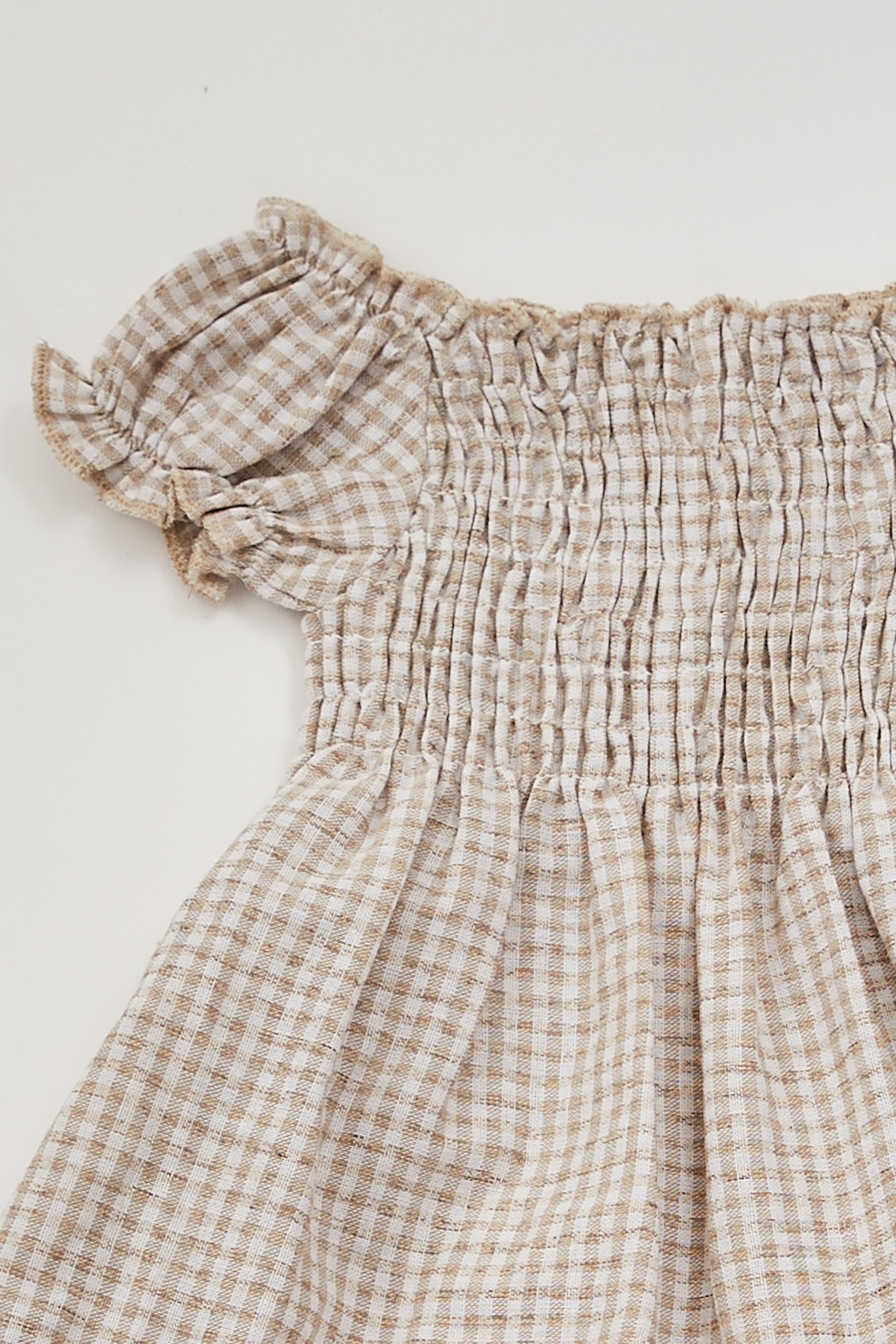 Mini Gingham Dress in Oat