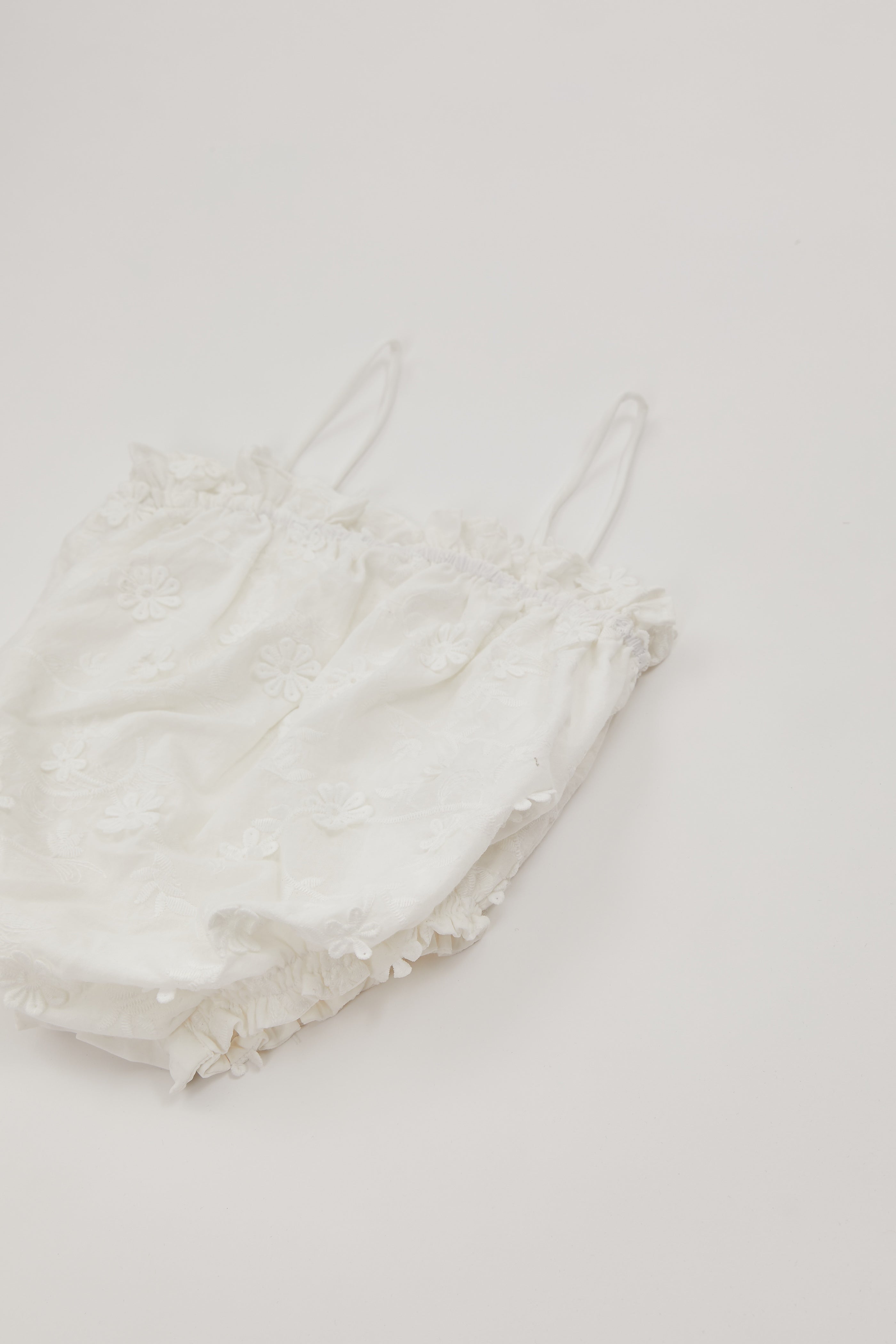 Mini Cotton Floral Romper in White