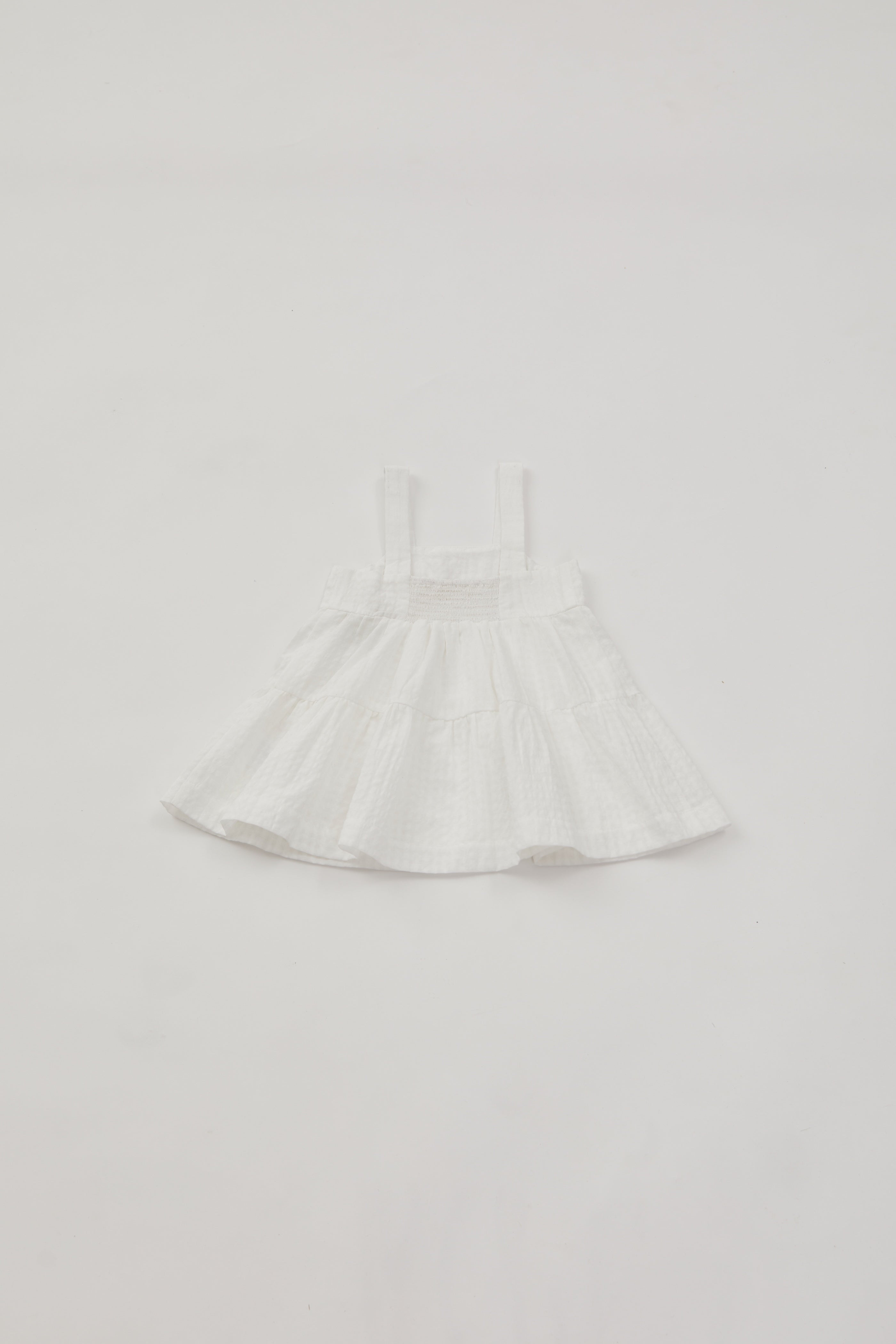 Mini Tiered Dress in Gingham White