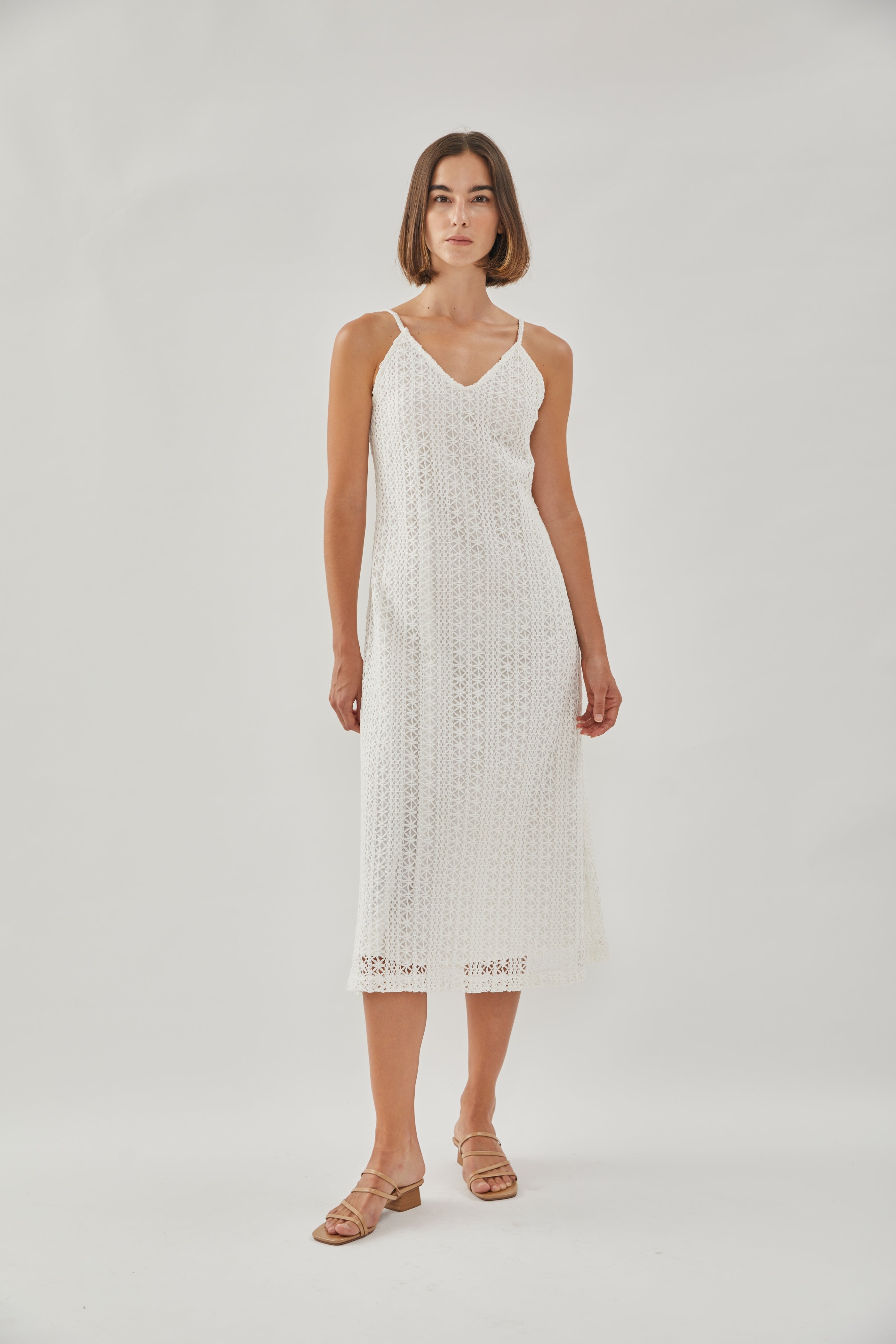 V Neck Crochet Slip Dress