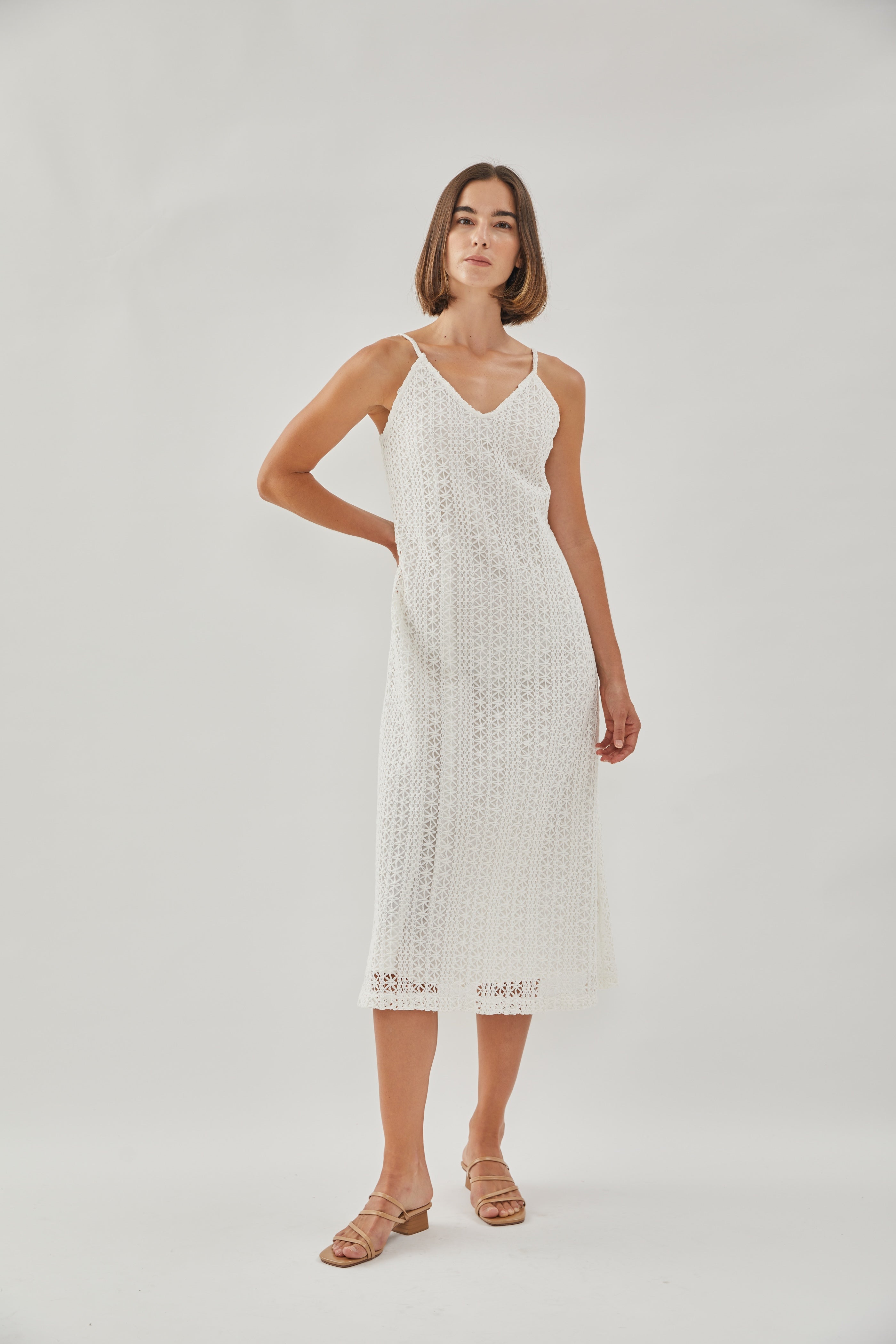 V Neck Crochet Slip Dress