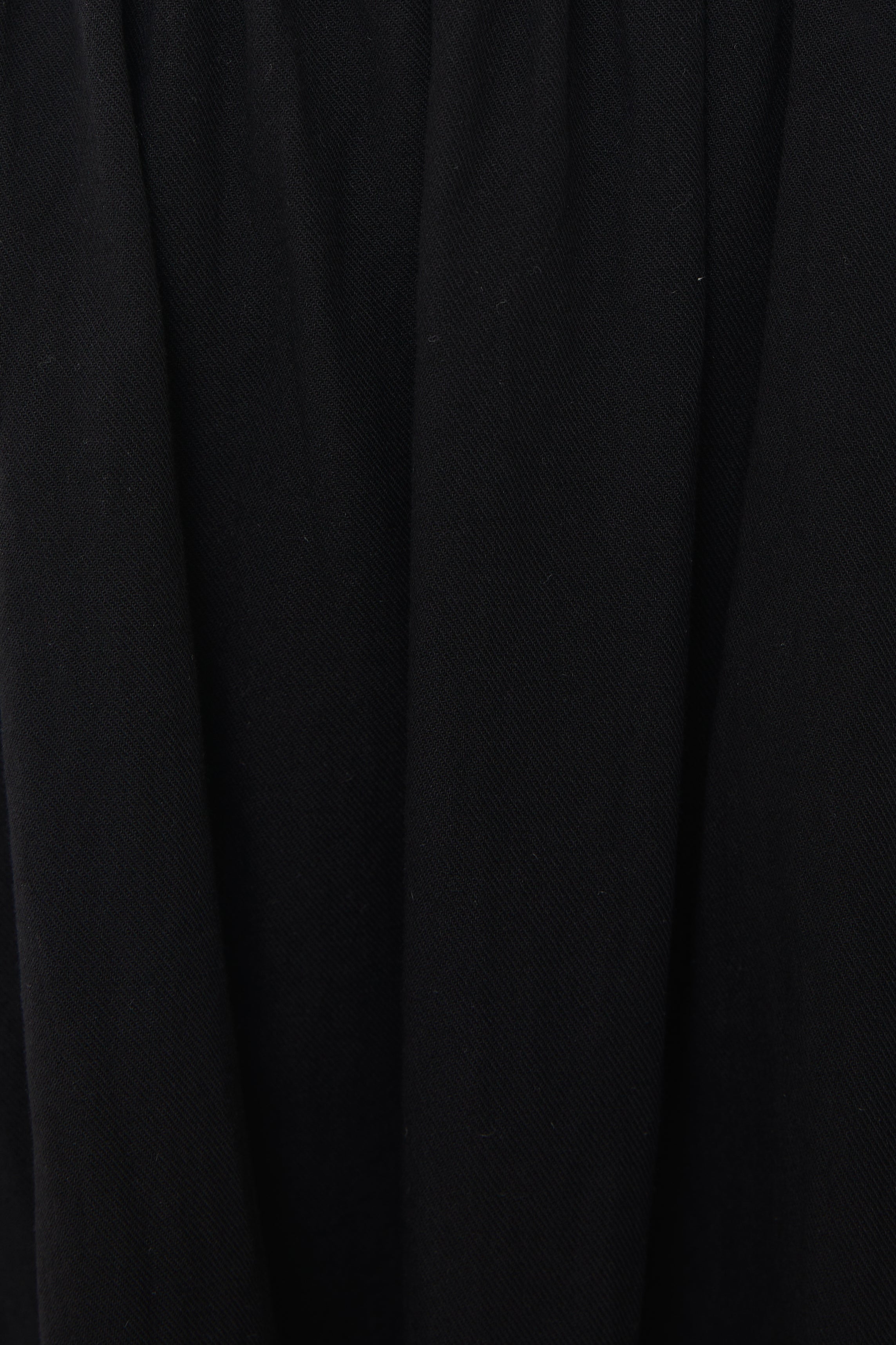 Cotton Gathered Midi Skirt in Black